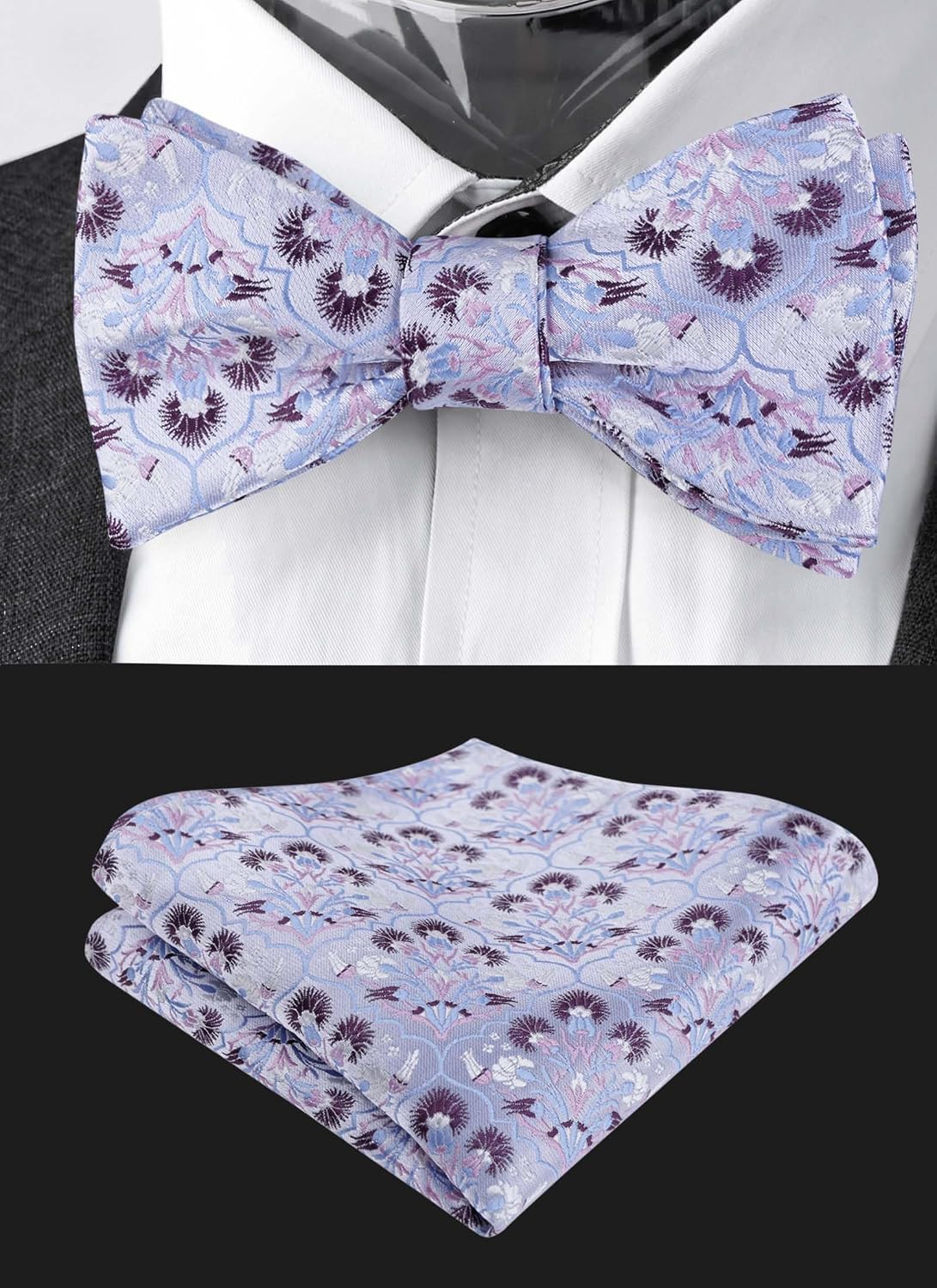 Detalle 2 de Alizeal Mens Floral Bow Tie set
