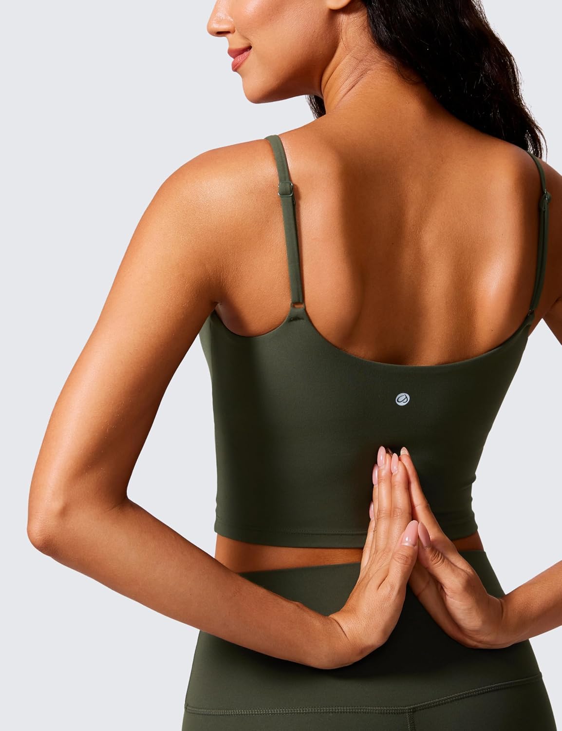 Detalle de CRZ YOGA Butterlift Damen – Ohne Bügel Sport BH mit verstellbaren Trägern, Longline Crop Top