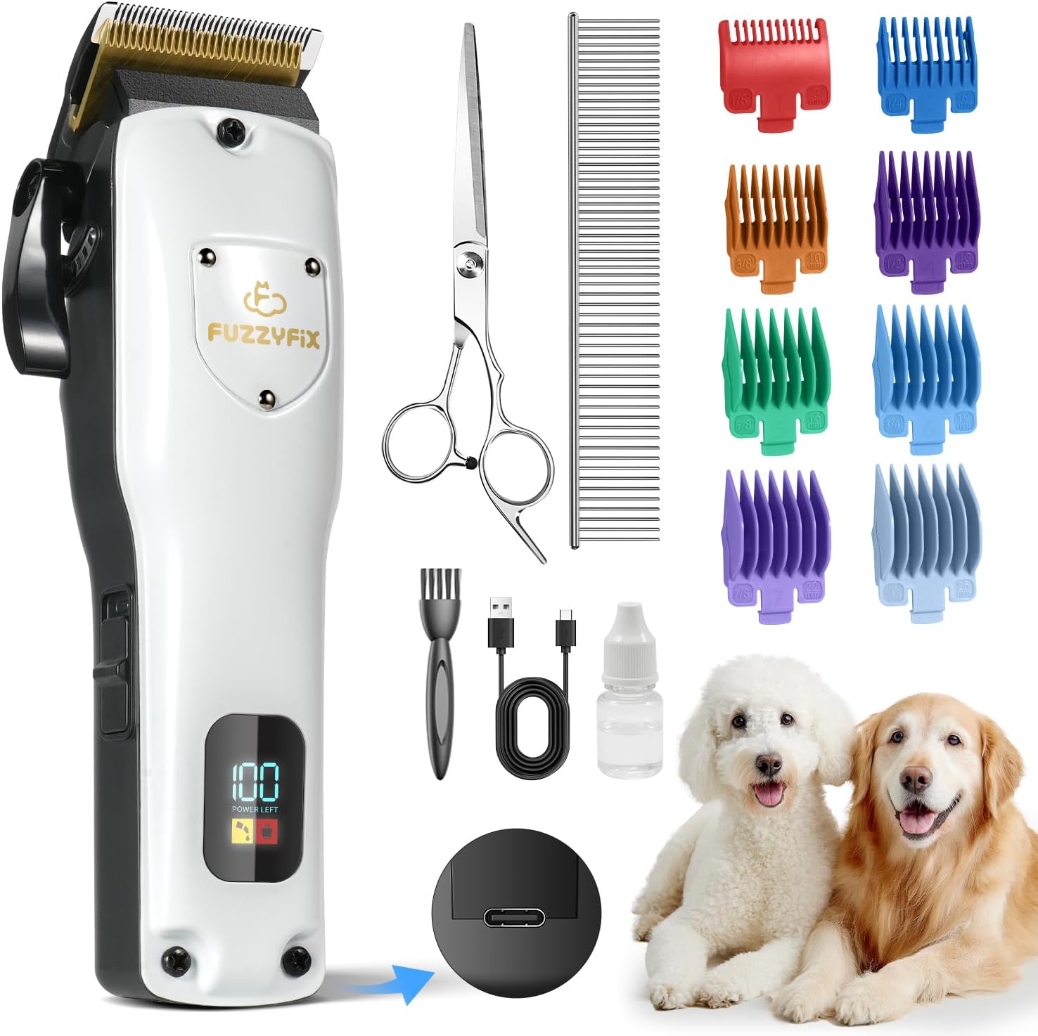 Detalle de FuzzyFix Leise Hundeschermaschine – Profi-Schermaschine aus Edelstahl mit Keramik-PVD-Klinge
