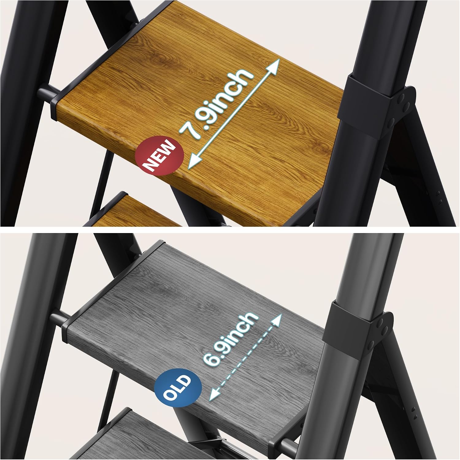 Thumbnail 5 de HillhutApex L-01 3-Step Folding Ladder with Handrail and Non-Slip Pedals