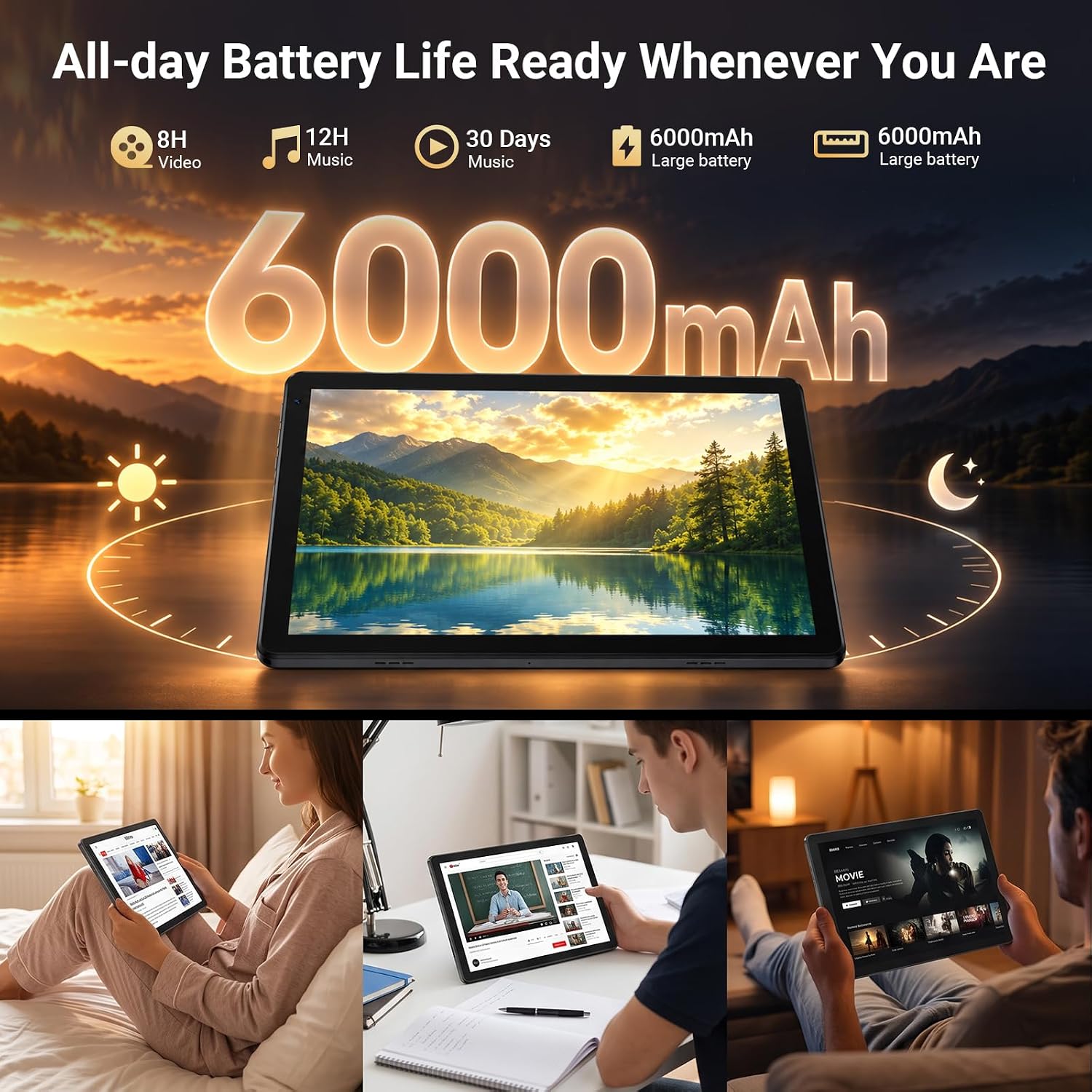 Detalle de Evermyth X109L 10.1-Inch Android 16 Tablet, 36GB RAM, Wi-Fi 6