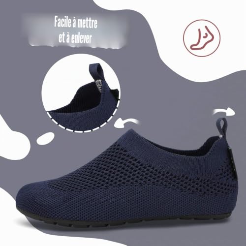 Thumbnail 2 de SAGUARO Chaussons Maison Enfants – Pantoufle antidérapante en caoutchouc, bleu marine (28/29 EU)
