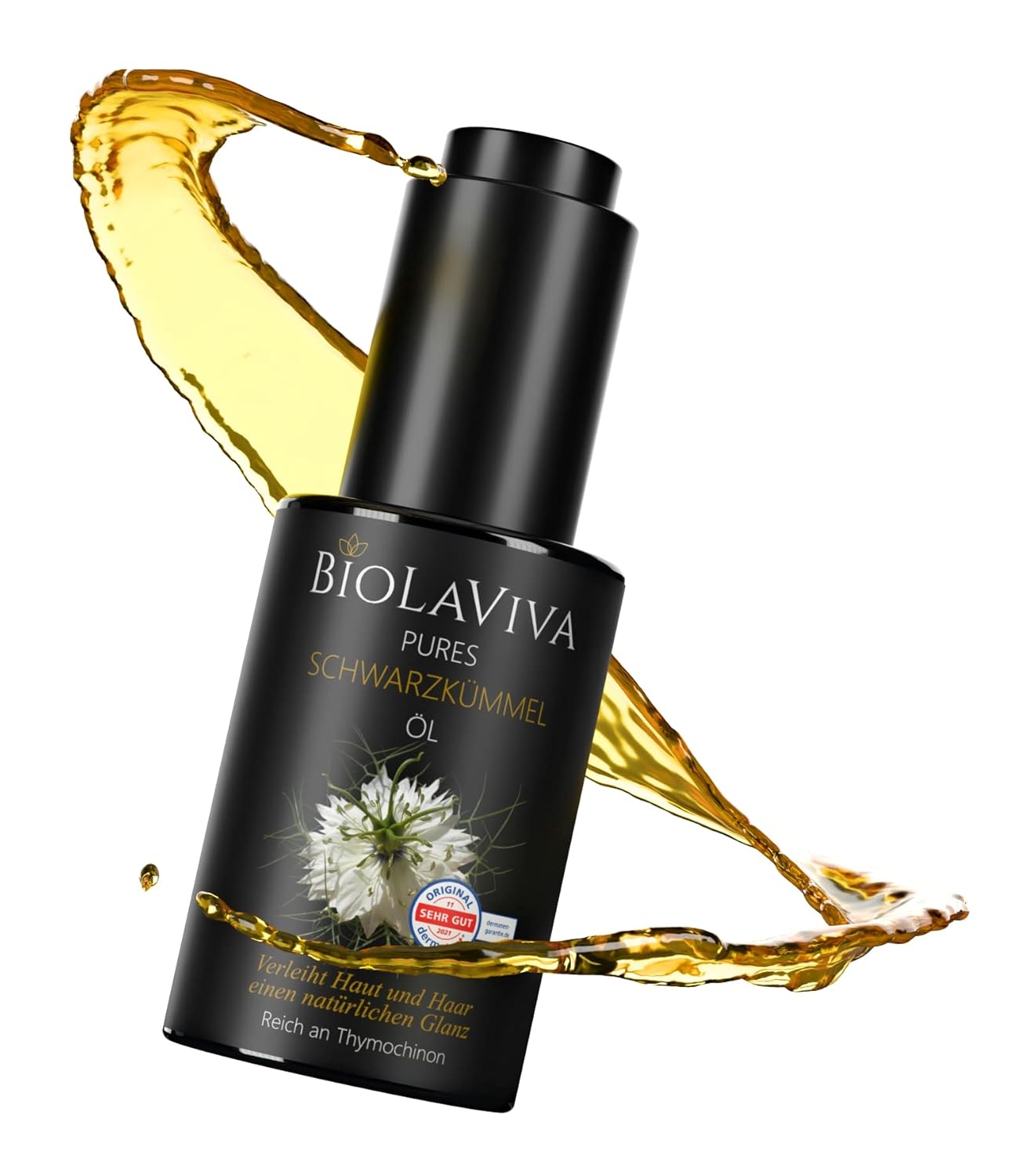 Thumbnail 2 de Ölmühle Schwarzkümmel Premium Bio Pflegeöl (BIO Schwarzkümmelöl) – 30 ml Pipettenflasche aus Miron-Violettglas