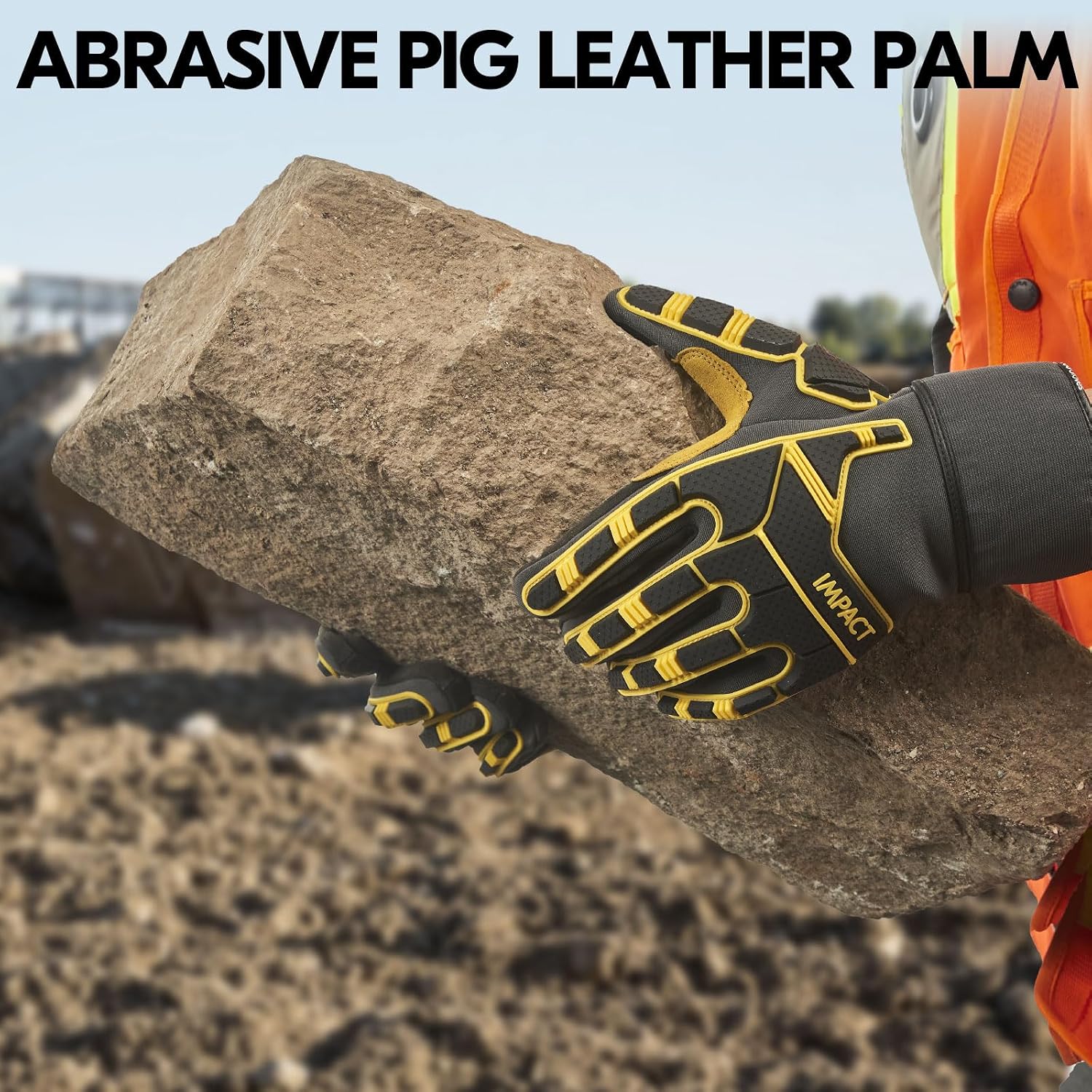 Thumbnail 3 de Vgo... Work Gloves Anti Impact Cowhide Touchscreen: Heavy-Duty Utility Gloves for Construction, Warehousing and More