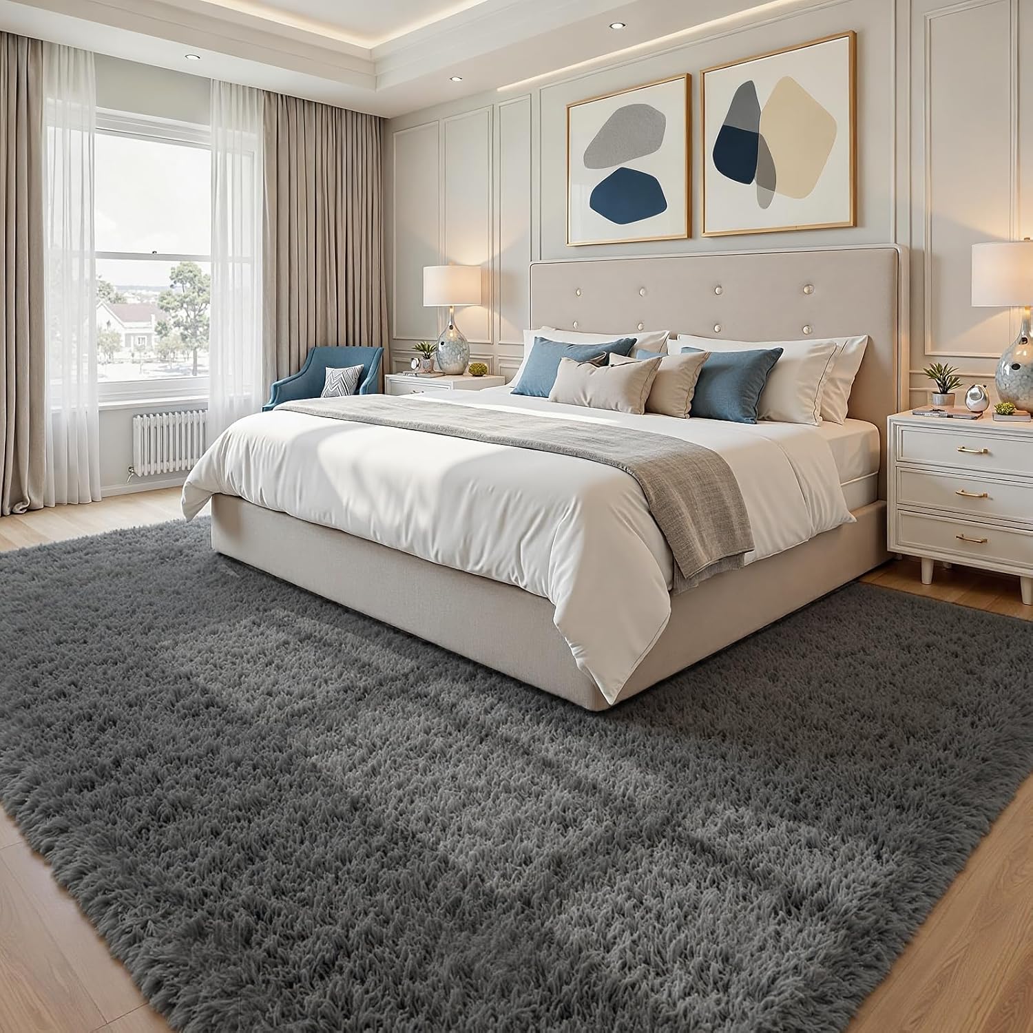 Thumbnail 3 de Ultra Soft 8x10 Grey Shag Area Rug
