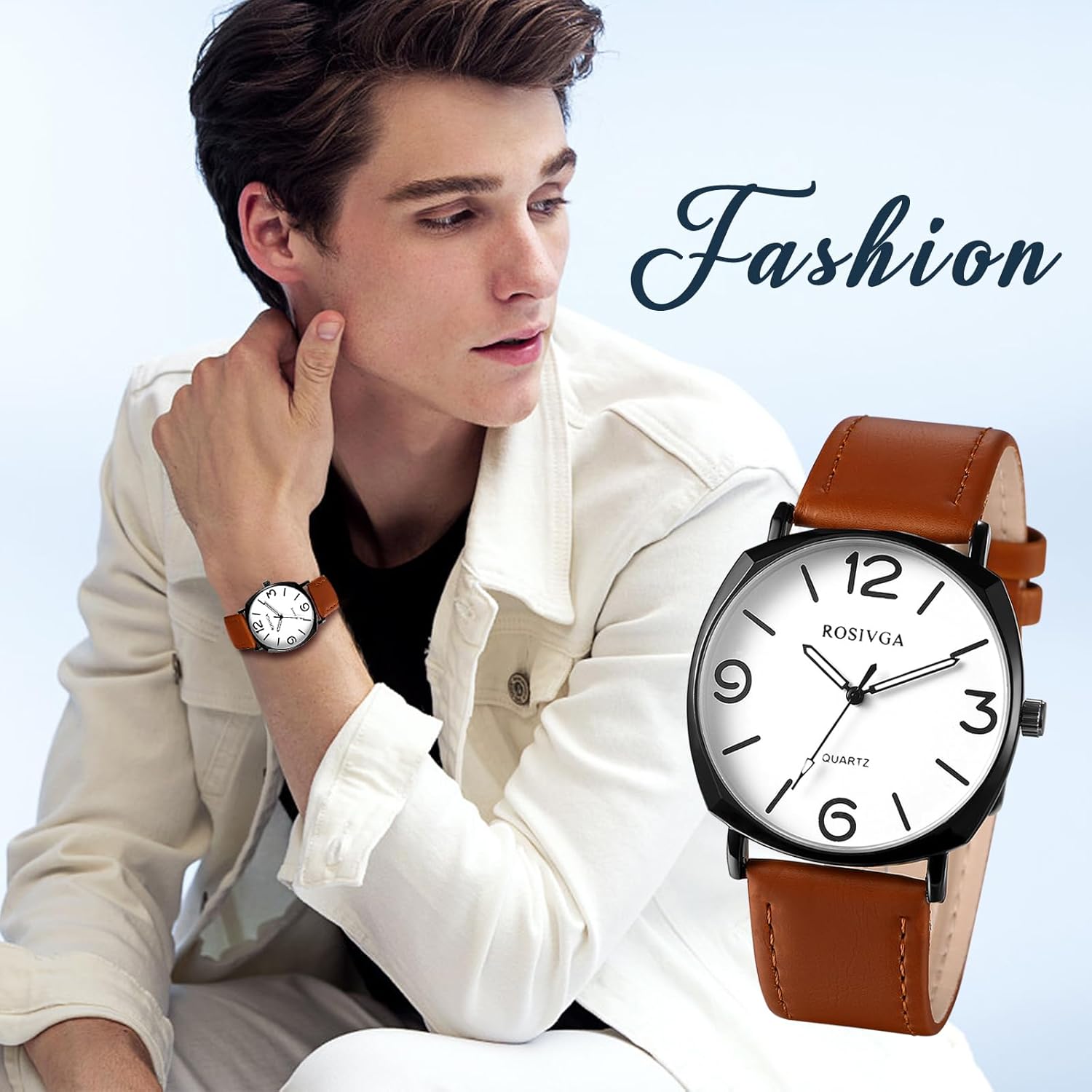 Thumbnail 5 de Avaner Herren-Quarzuhr mit PU-Armband und arabischer Ziffernskala