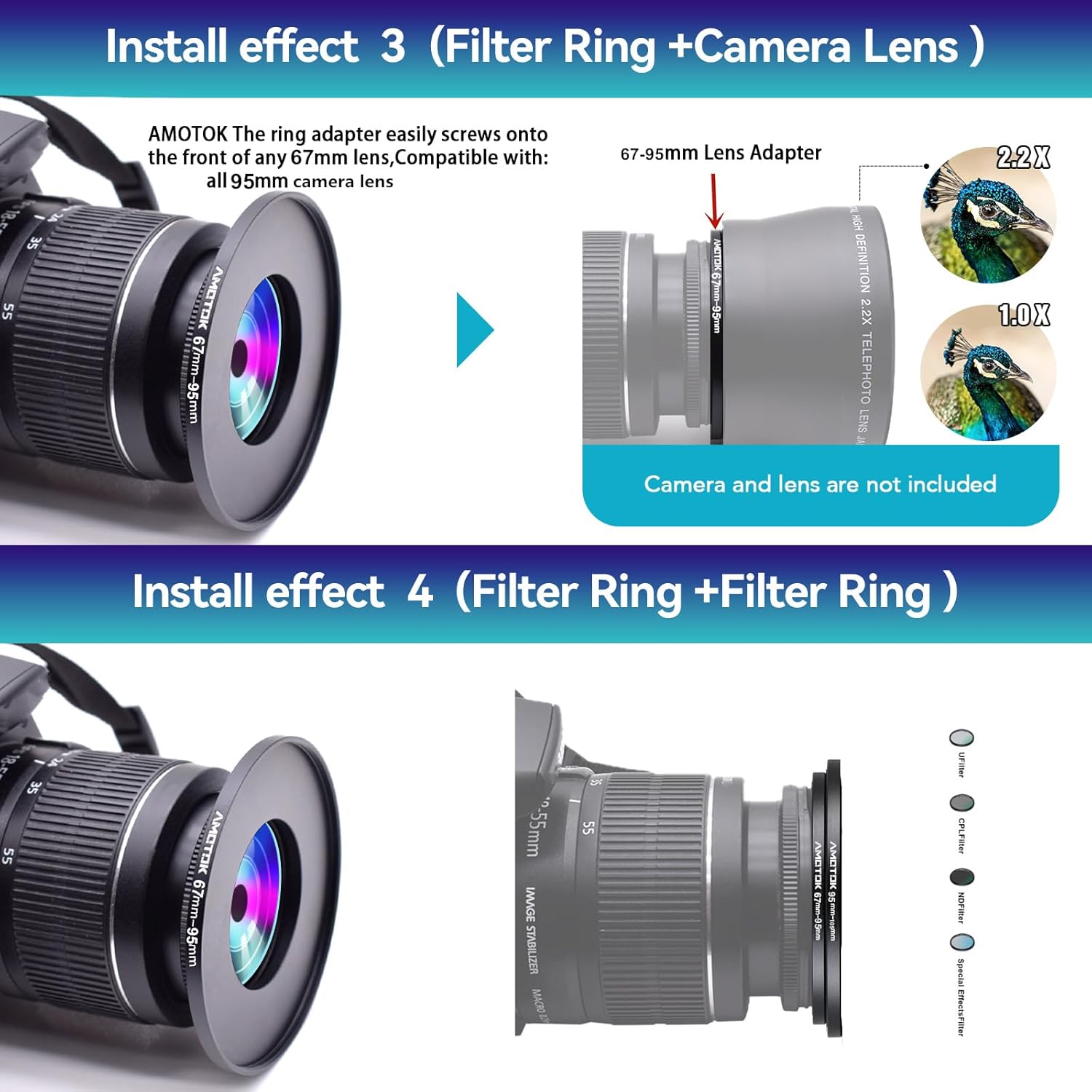 Thumbnail 6 de AMOTOK 67mm to 95mm Lens to Filter Step-Up Ring Adapter