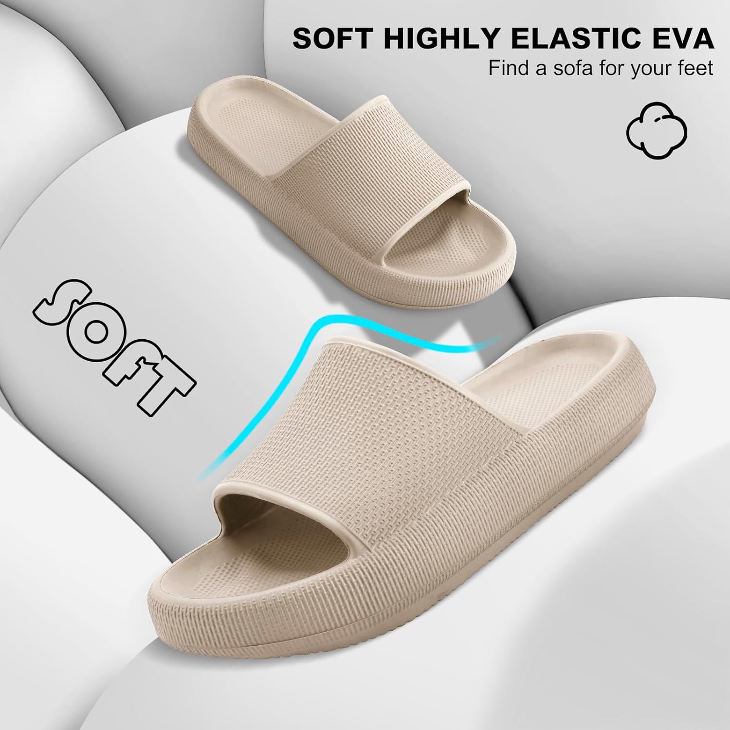 Detalle de HEOAARG Claquettes/Chaussons Nuage Léger – Confort Eva pour Maison, Jardin et Plage