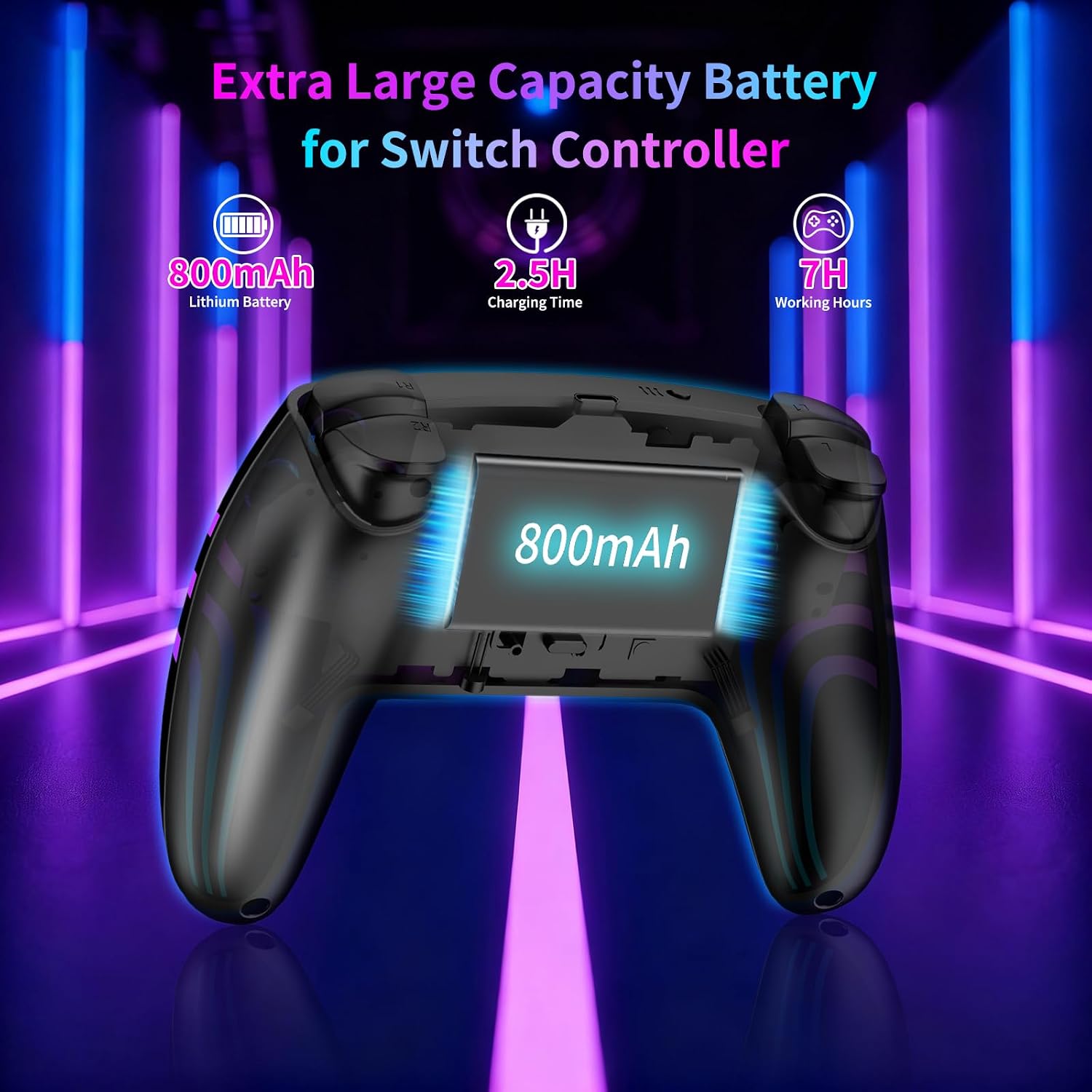 Detalle de Manette Sans Fil 2pcs pour Switch (compatible Switch, Switch 2, Lite, OLED) avec éclairage RGB, double vibration, gyroscope 6 axes et Turbo – blanc+noir