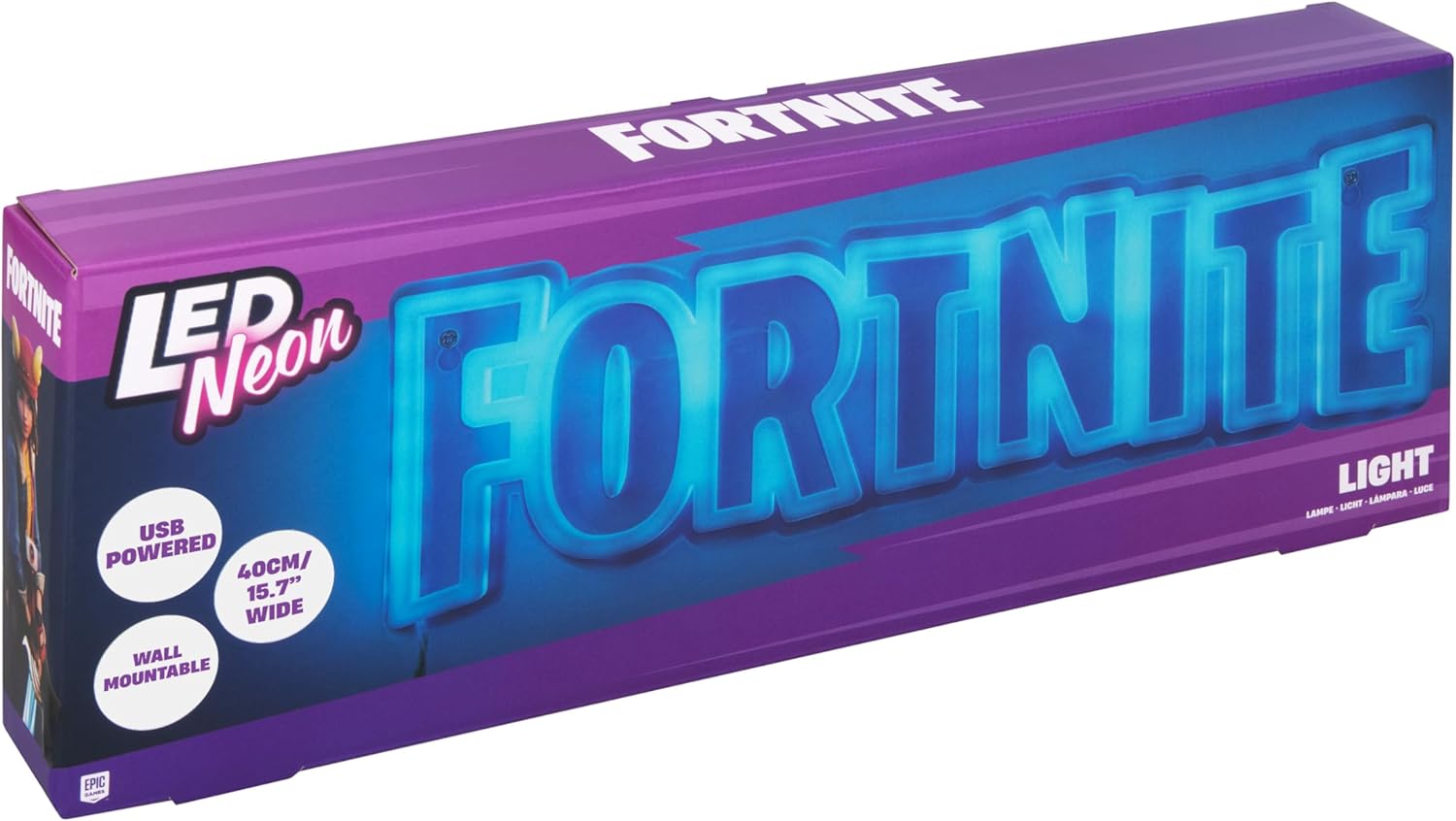 Detalle de Paladone Fortnite Logo LED Neon Wall Light – Official Licensed Gaming Lamp (40cm, USB Powered)