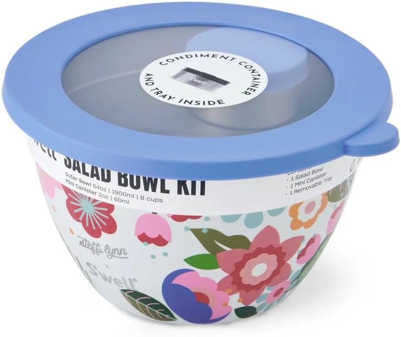Thumbnail 2 de S'well x Steffi Lynn Salad Bowl Kit, 1.9 Litre Stainless Steel, Leakproof