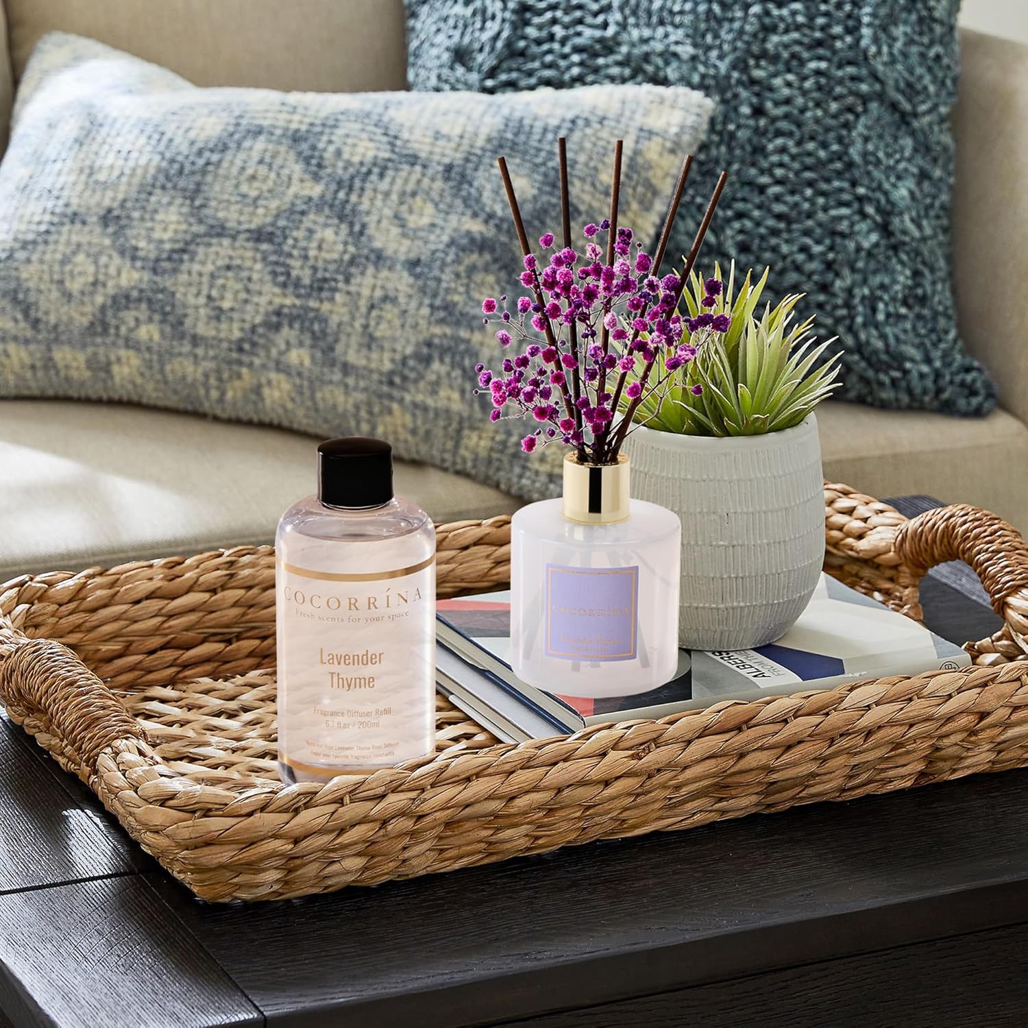 Detalle 2 de COCORRÍNA Lavender Thyme Reed Diffuser Refill with 6.7 Fl. oz and 8 Sticks