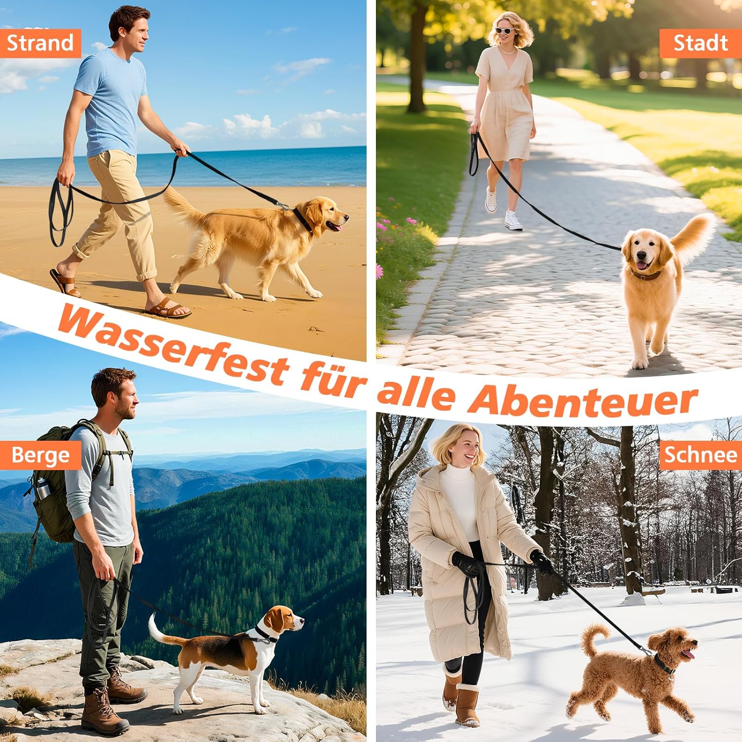 Thumbnail 6 de X XBEN wasserdichte Schleppleine für Hunde (15 m) mit abschließbarer Karabiner-Sicherung und Handschlaufe