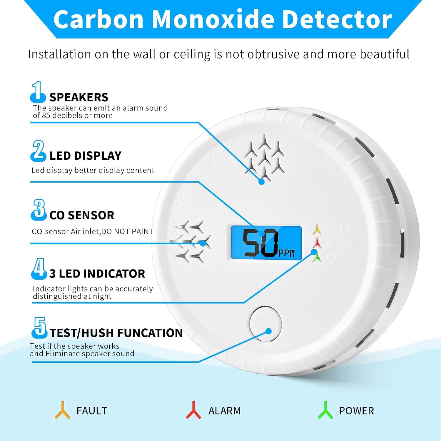Detalle 2 de Détecteur monoxyde de carbone EN50291 85dB