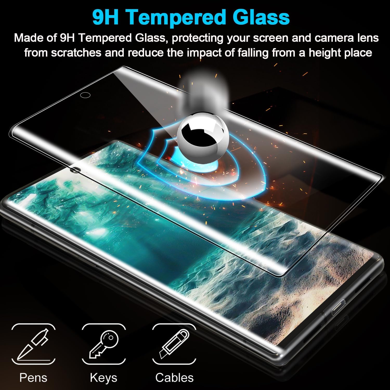 Thumbnail 3 de Samcorn 3-Pack Galaxy S21 Ultra Screen Protector (9H Tempered Glass, Ultrasonic Fingerprint Support, 3D Curved)