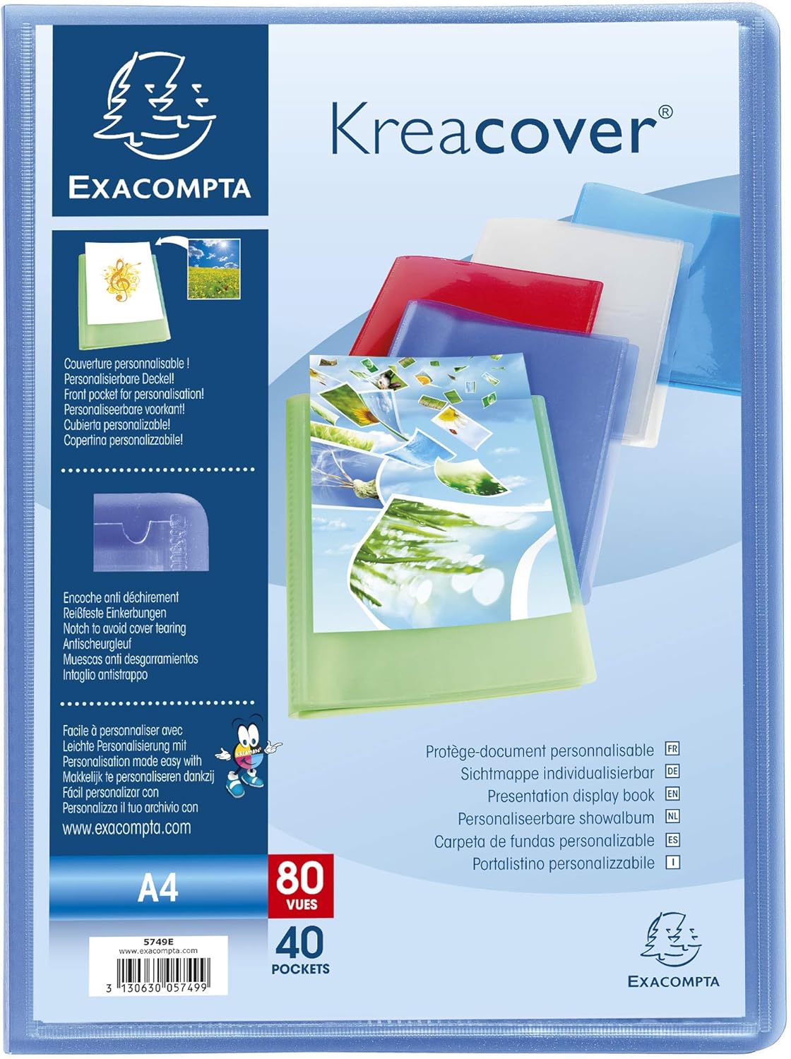 Thumbnail 6 de Exacompta 5749E – Paquet de 5 Protège-documents Kreacover Chromaline (40 pochettes A4+)