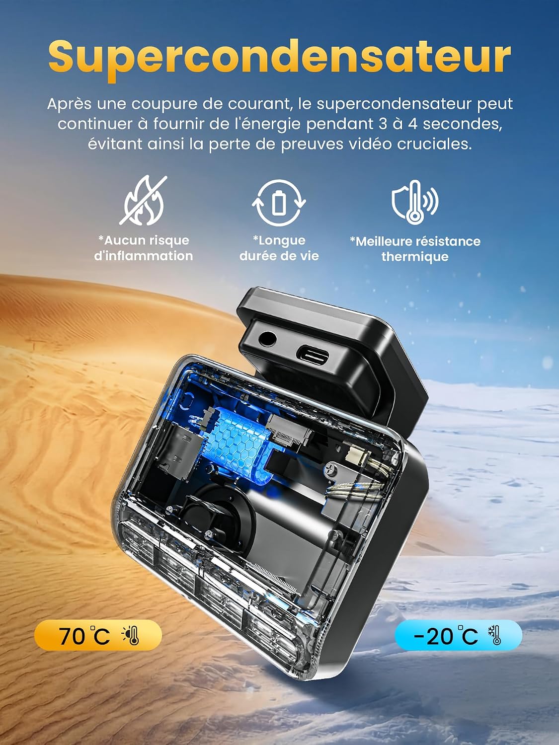 Thumbnail 1 de DDPAI Z50 Pro Dashcam Voiture Avant Arrière : 4K + 1080p, WiFi 6 et Vision Nocturne IA
