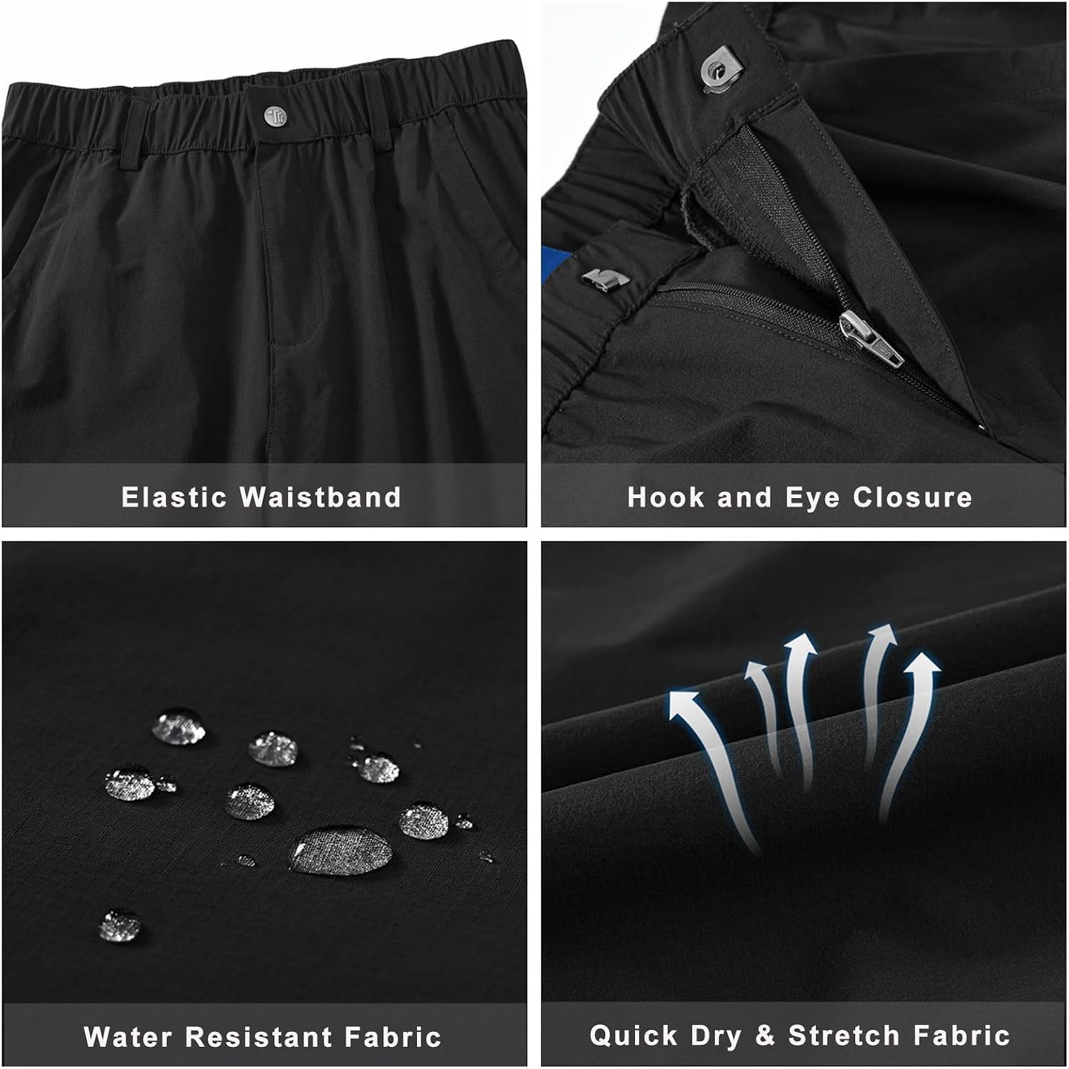 Detalle de JHMORP Women's Hiking Cargo Pants, Lightweight Stretch, Water-Resistant, UPF 50+