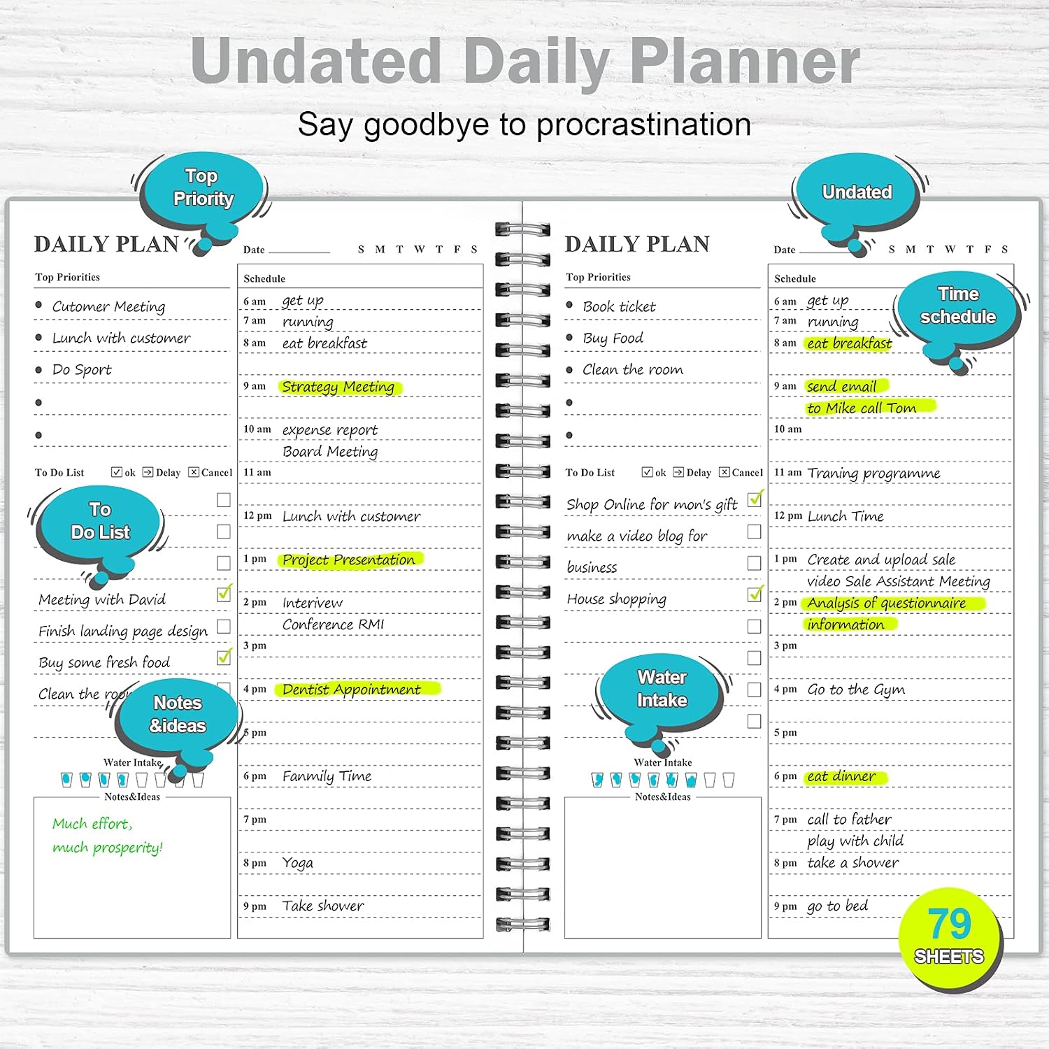 Detalle 2 de Asten Undated Daily Planner, A5 Gray, Hourly Schedule, PVC Cover