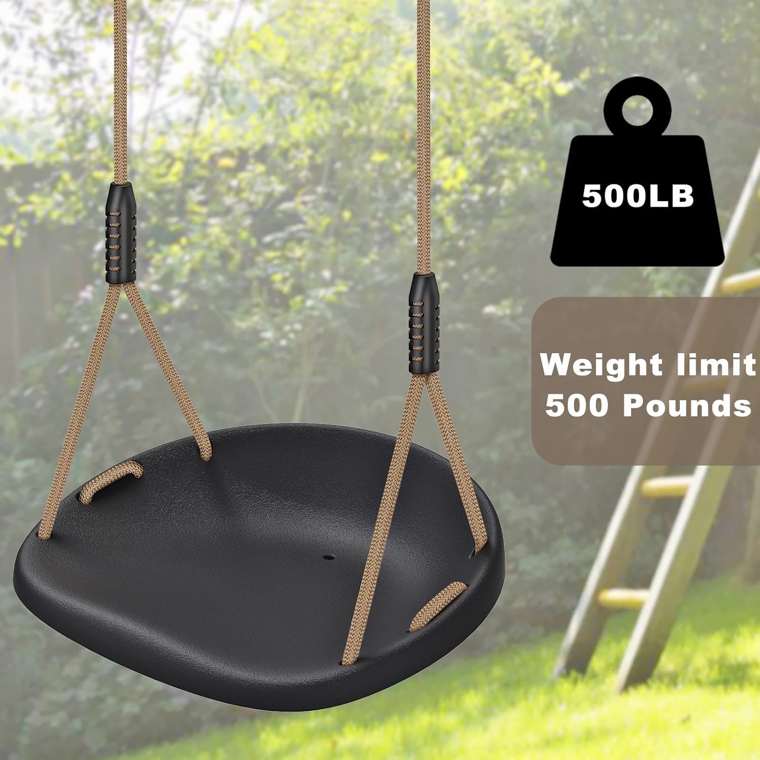 Thumbnail 5 de BeneLabel Swing Seat for Kids: soft plastic bucket swing with high back and adjustable rope (blue elephant)