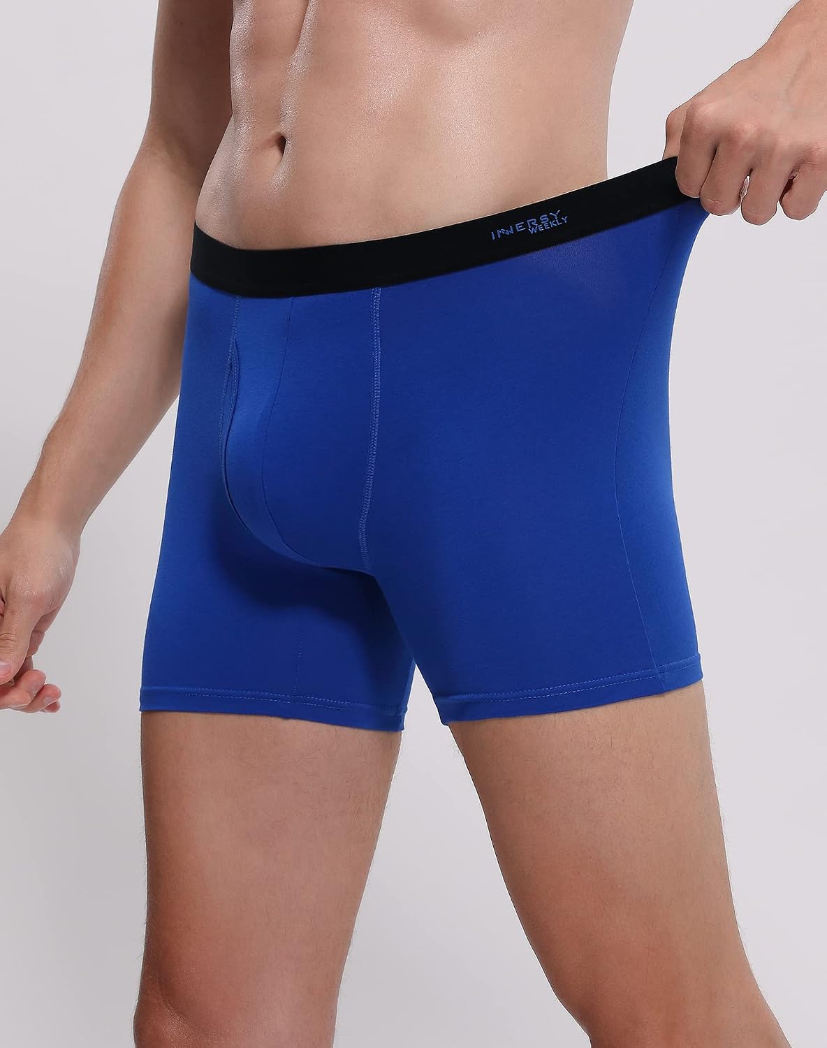 Detalle 2 de INNERSY boxershorts för män i bomull med gylf, färgglada, 7-pack