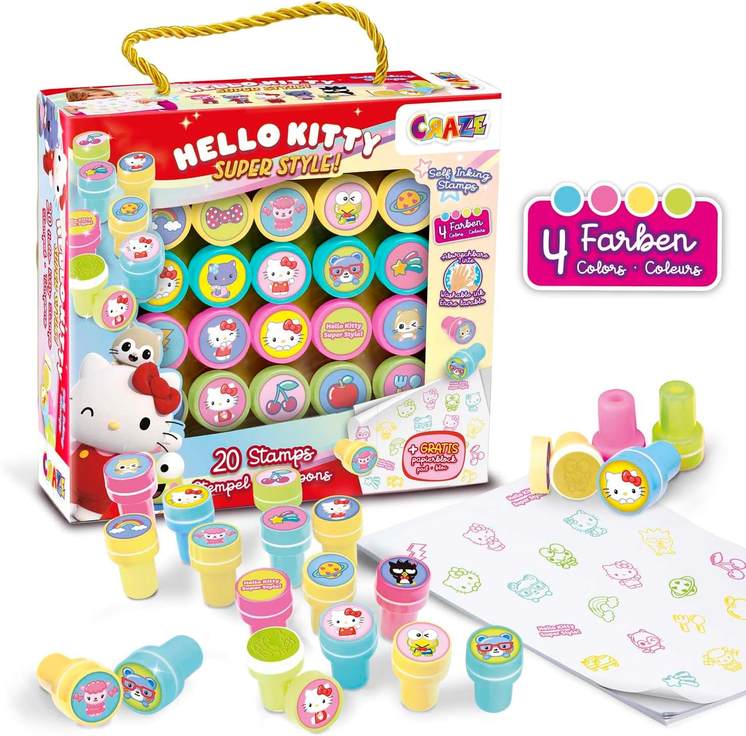 Thumbnail 1 de CRAZE 20 Sellos de Hello Kitty para Niños 🐱 Con Bloc y Tinta Lavable