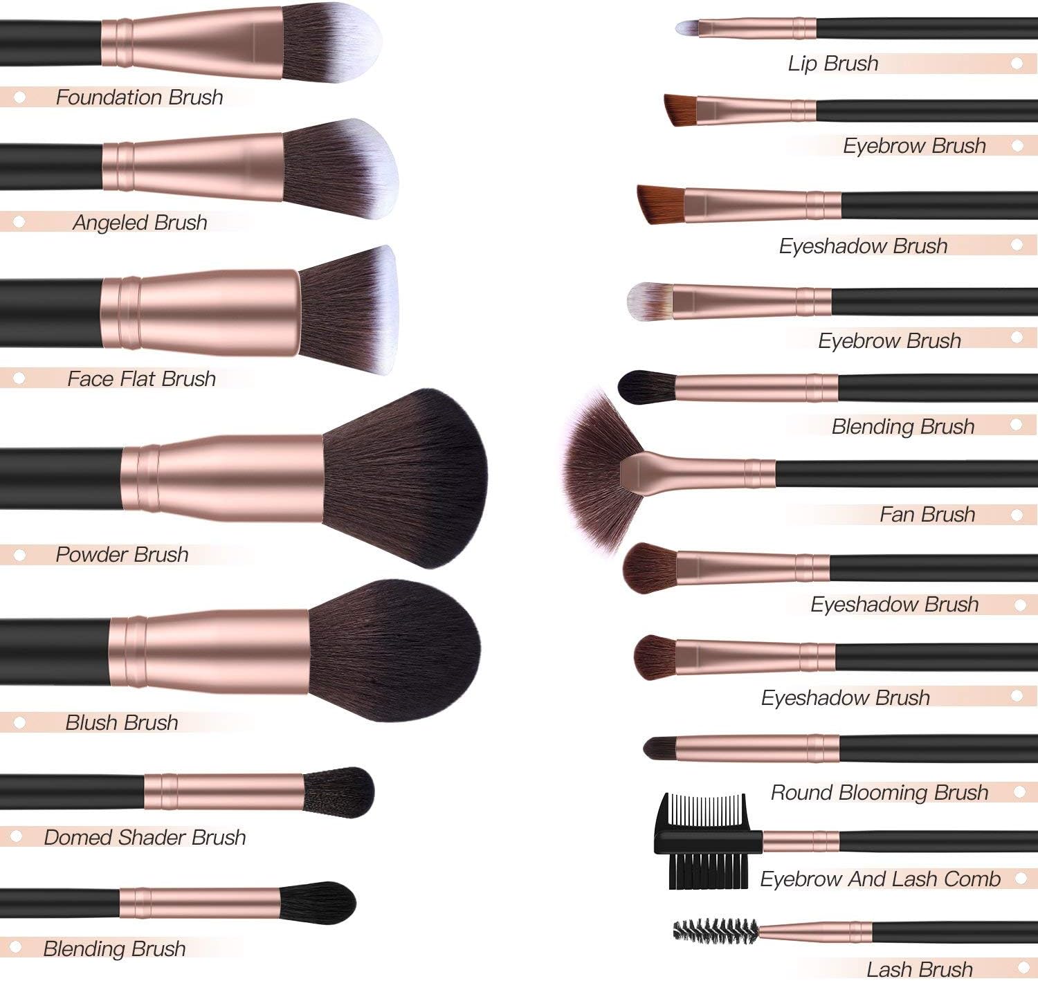 Thumbnail 1 de AMMIY Set Pennelli Trucco 18 Pezzi – Kit Professionale per Viso, Occhi e Sopracciglia