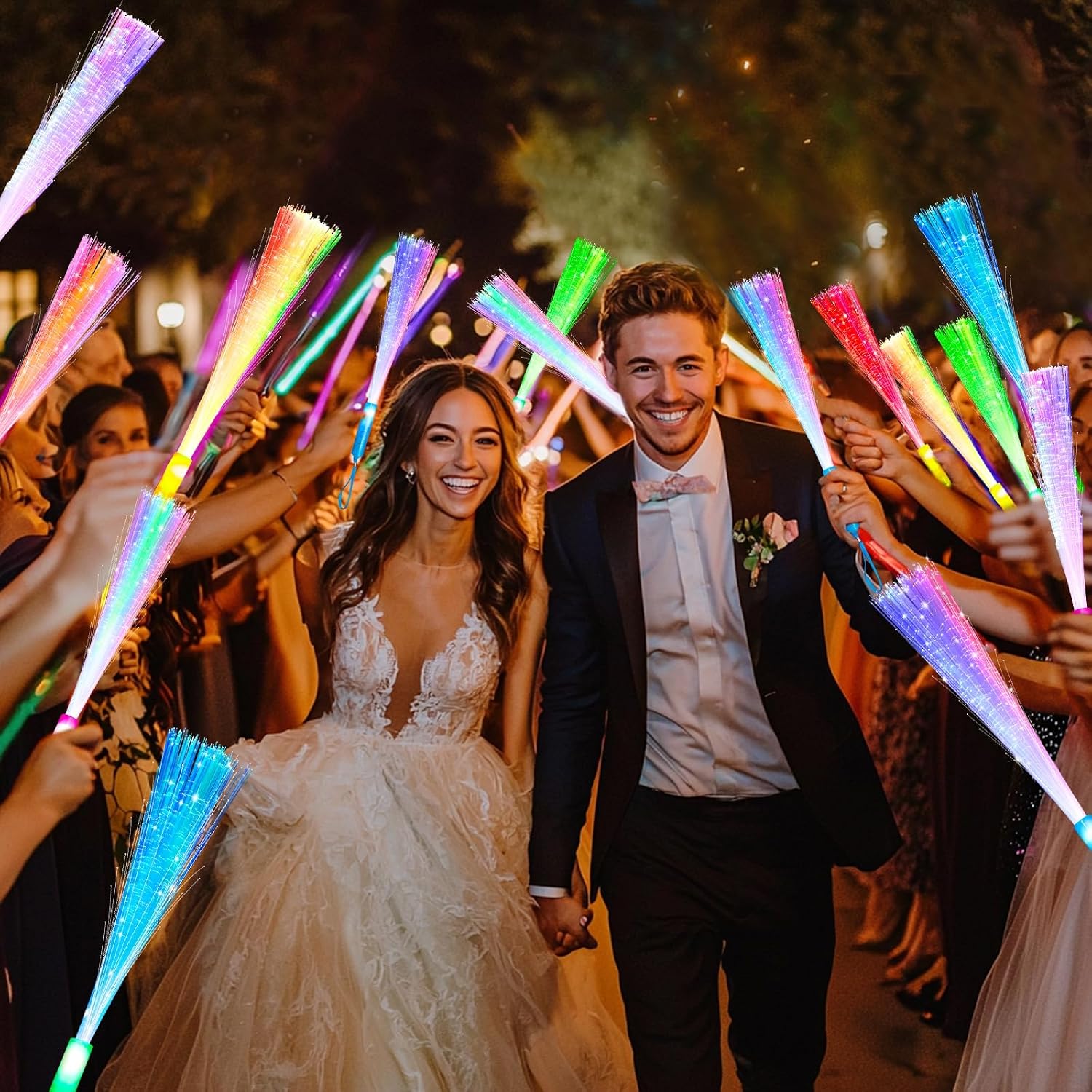 Detalle 2 de TURNMEON LZY-24-GL32P-US3 Glow Fiber Optic Wands, 30-Pack, 7 Colors, 3 Modes