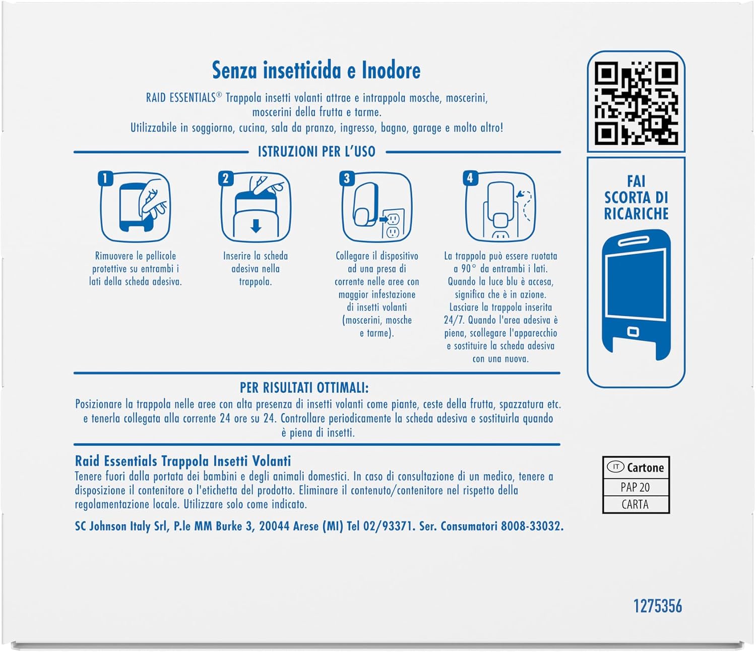 Thumbnail 1 de Raid Essentials Trappola per insetti volanti con base e ricarica 24/7 senza insetticida
