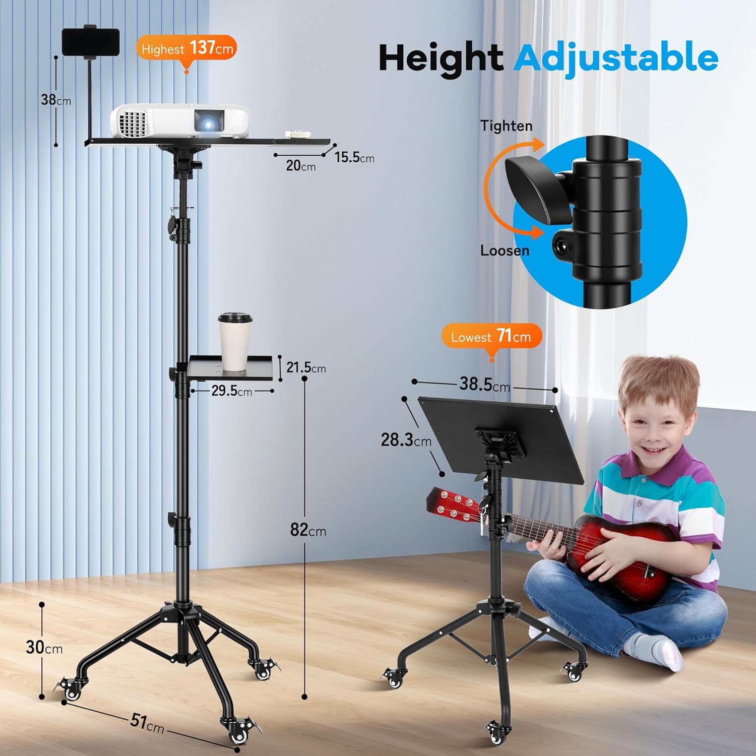 Thumbnail 4 de CAHAYA Projector Stand Tripod Multifunctional – Height Adjustable, Portable and Versatile
