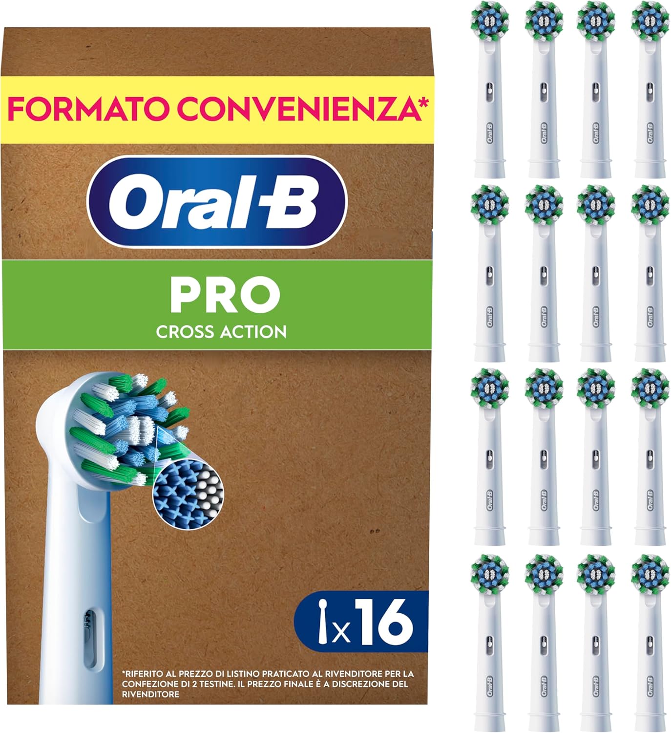 Detalle de Oral-B Testine di Ricambio Cross Action Biance – 16 Testine Autentiche