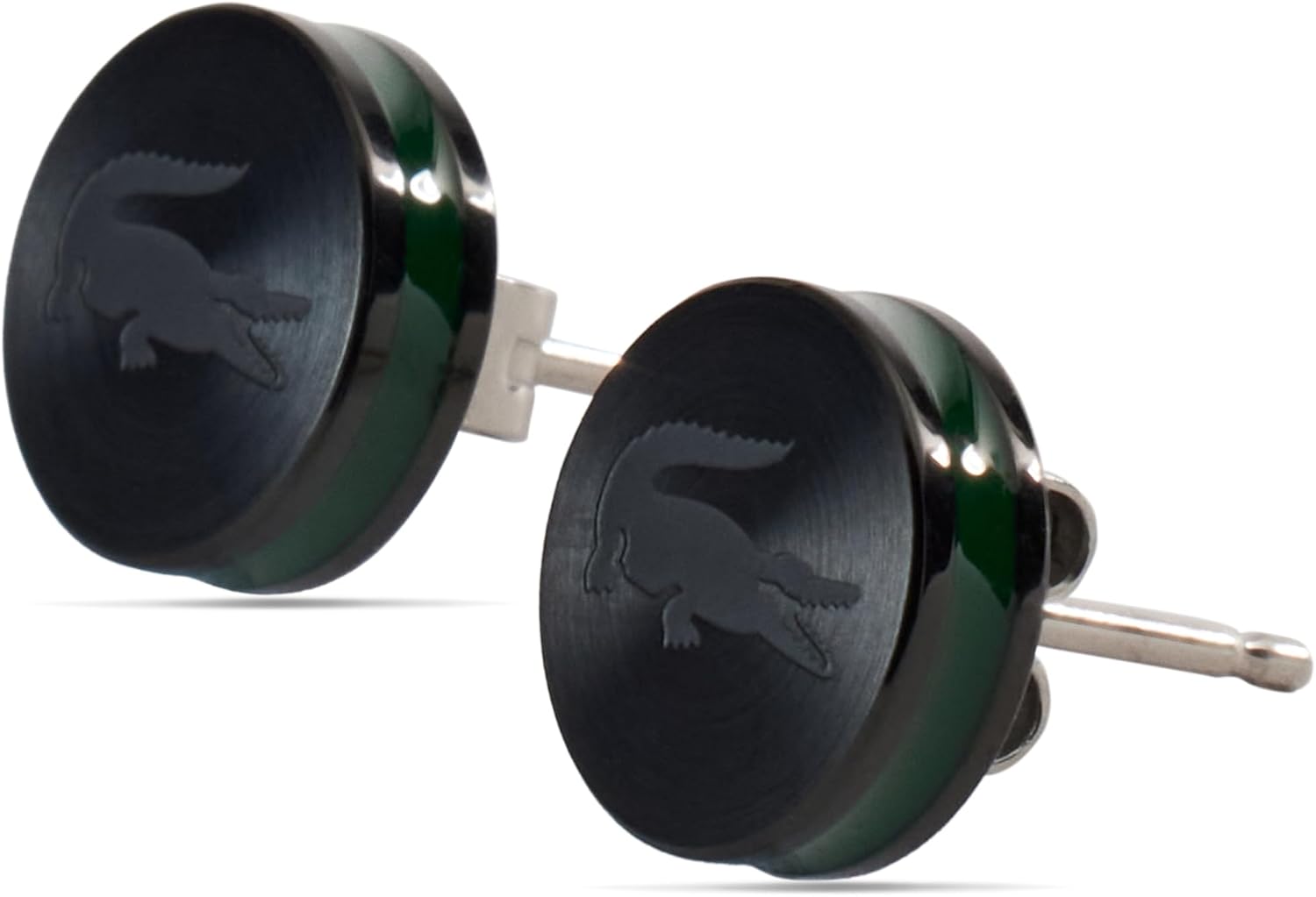 Detalle de Lacoste Baseline Ohrstecker für Herren – Edelstahl mit schwarzer IP-Beschichtung