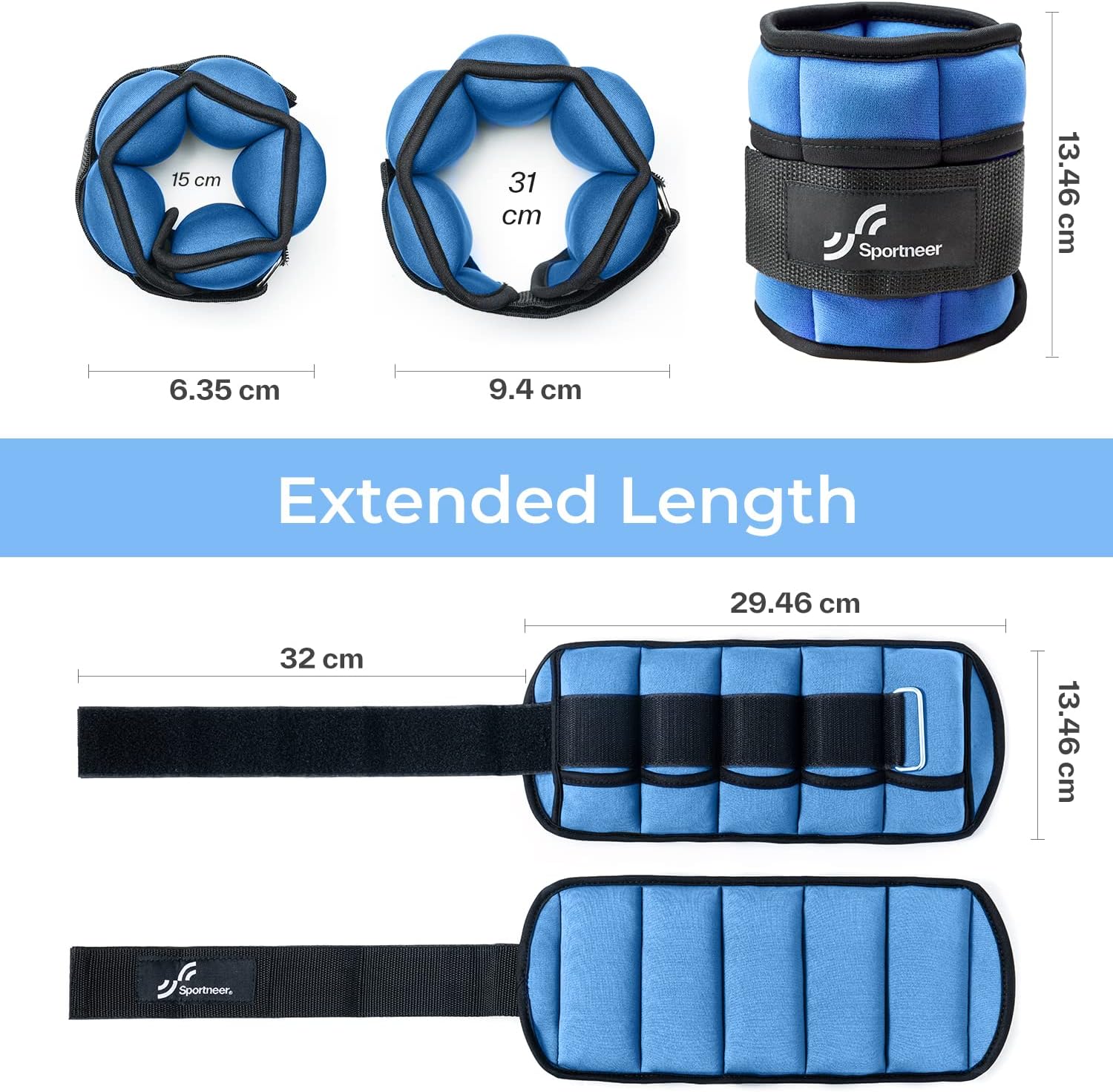 Detalle de Sportneer Adjustable Ankle Weights Set: Leg Weights for Progressive Training