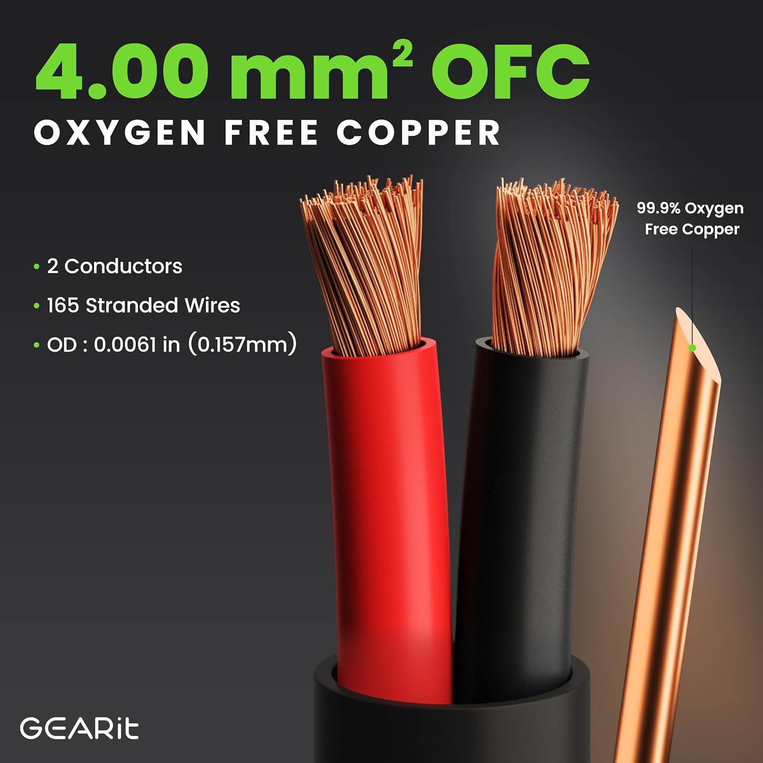 Detalle de GEARit 2x4mm² OFC Outdoor Speaker Cable – 15m, CL3 In-Wall Rated, 2 Core