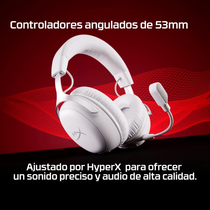 Detalle de HyperX Cloud III S inalámbricos Bluetooth para gaming (blancos)