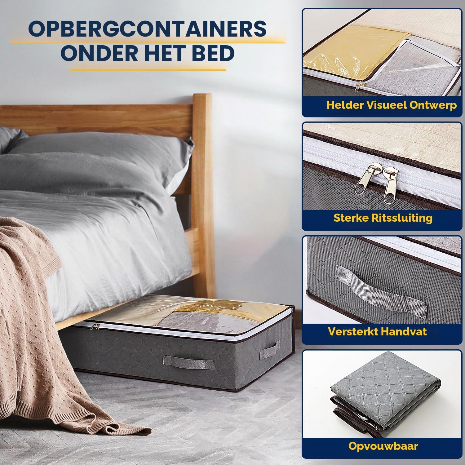 Thumbnail 3 de AIOR SND-CXK1 opbergzak voor onder het bed, 90 liter, opvouwbaar, grijs