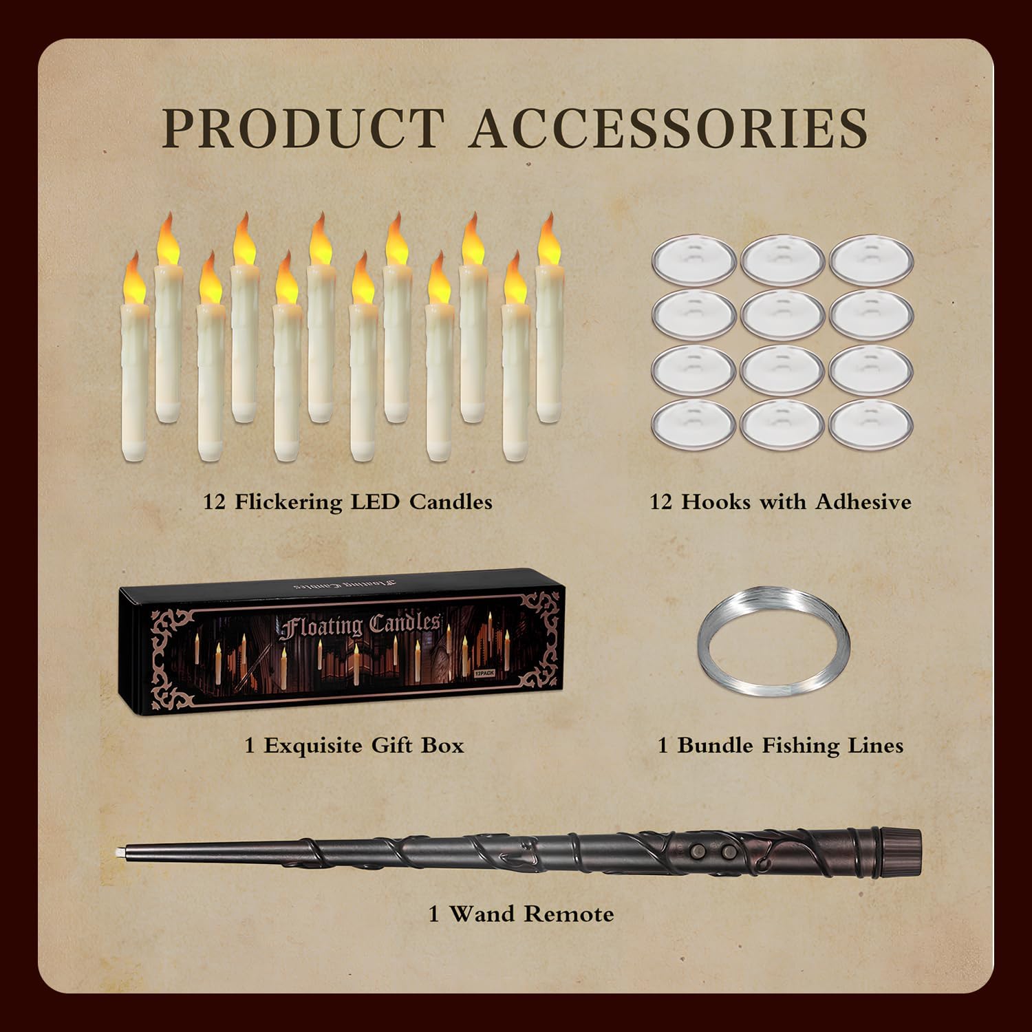 Thumbnail 6 de Yazmlin Yazmlin-112 Floating LED Candles, 12-Piece Warm-Light Set with Wand