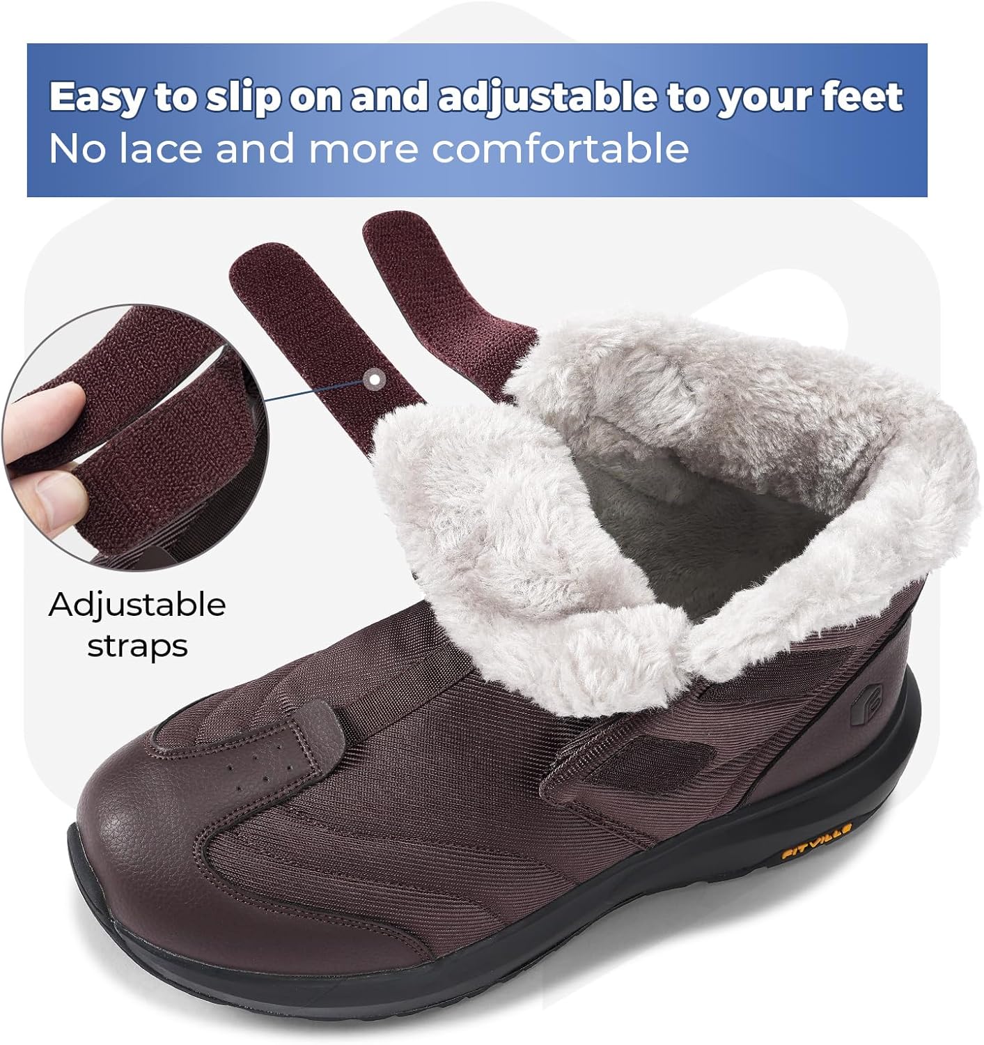 Thumbnail 5 de FitVille Winterschuhe Herren Extra Weit – Winterstiefel mit Klettverschluss
