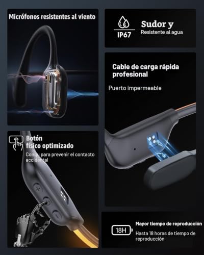 Thumbnail 6 de ZOVIMAX Auriculares de Conducción Ósea Bluetooth 6.0 Open Ear con Luz LED y IP67