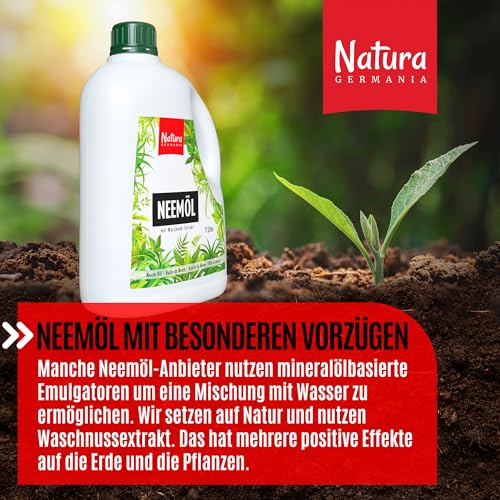 Detalle 1 de Natura Germania Neemöl 500ml – Mit Waschnussextrakt, Sprühflasche & Messbecher