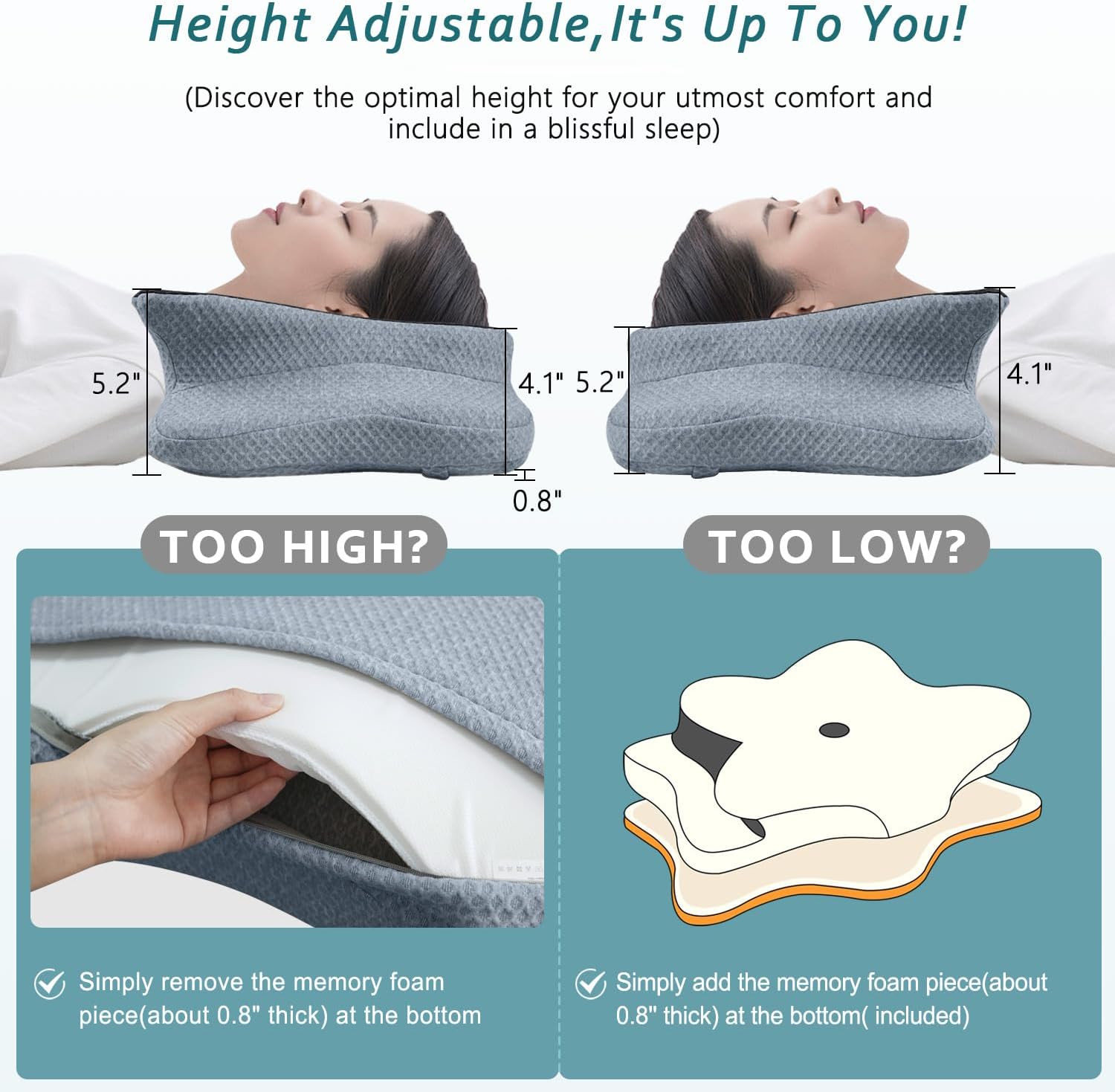 Detalle de CHxxy CHxxy pillow Ergonomic Cervical Pillow, Memory Foam, Queen Size