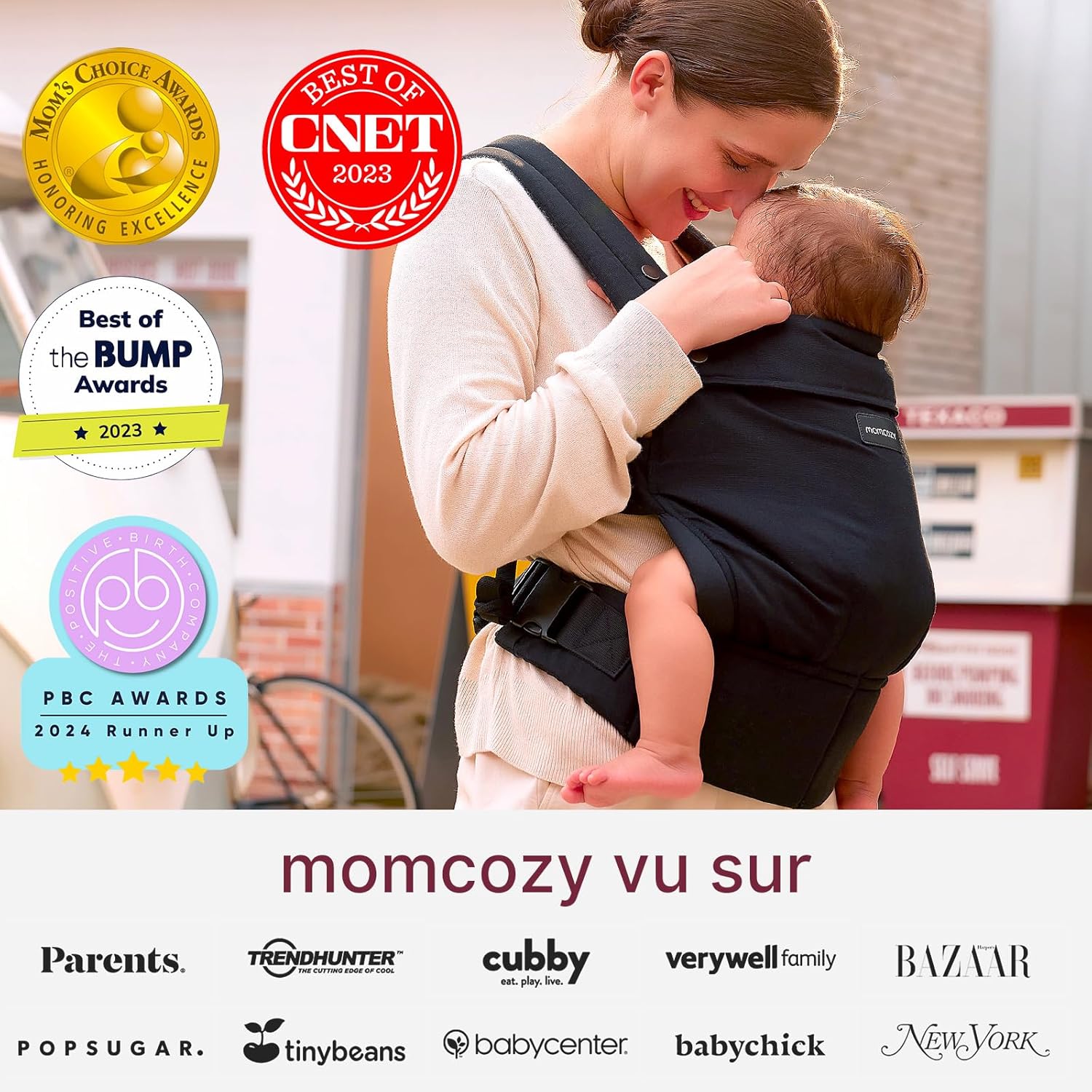 Thumbnail 4 de Momcozy Porte-bébé coton doux Noir 3–20 kg