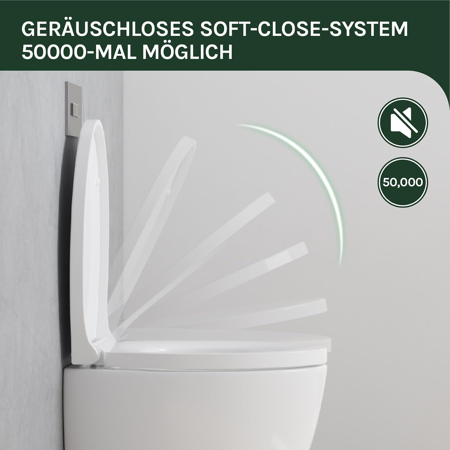 Detalle de WOLTU WC-Sitz mit Absenkautomatik – Softclose, Schnellbefestigung und Universal-O-Form