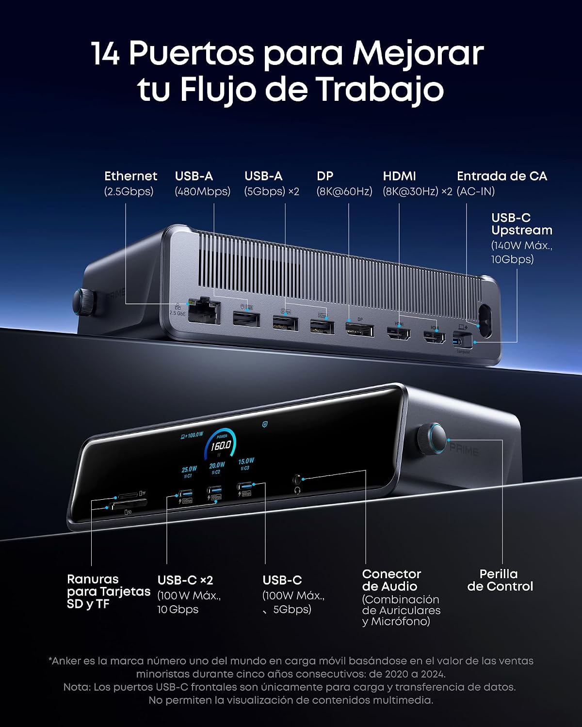 Thumbnail 1 de Anker Prime DL7400 Estación de Acoplamiento 14 en 1