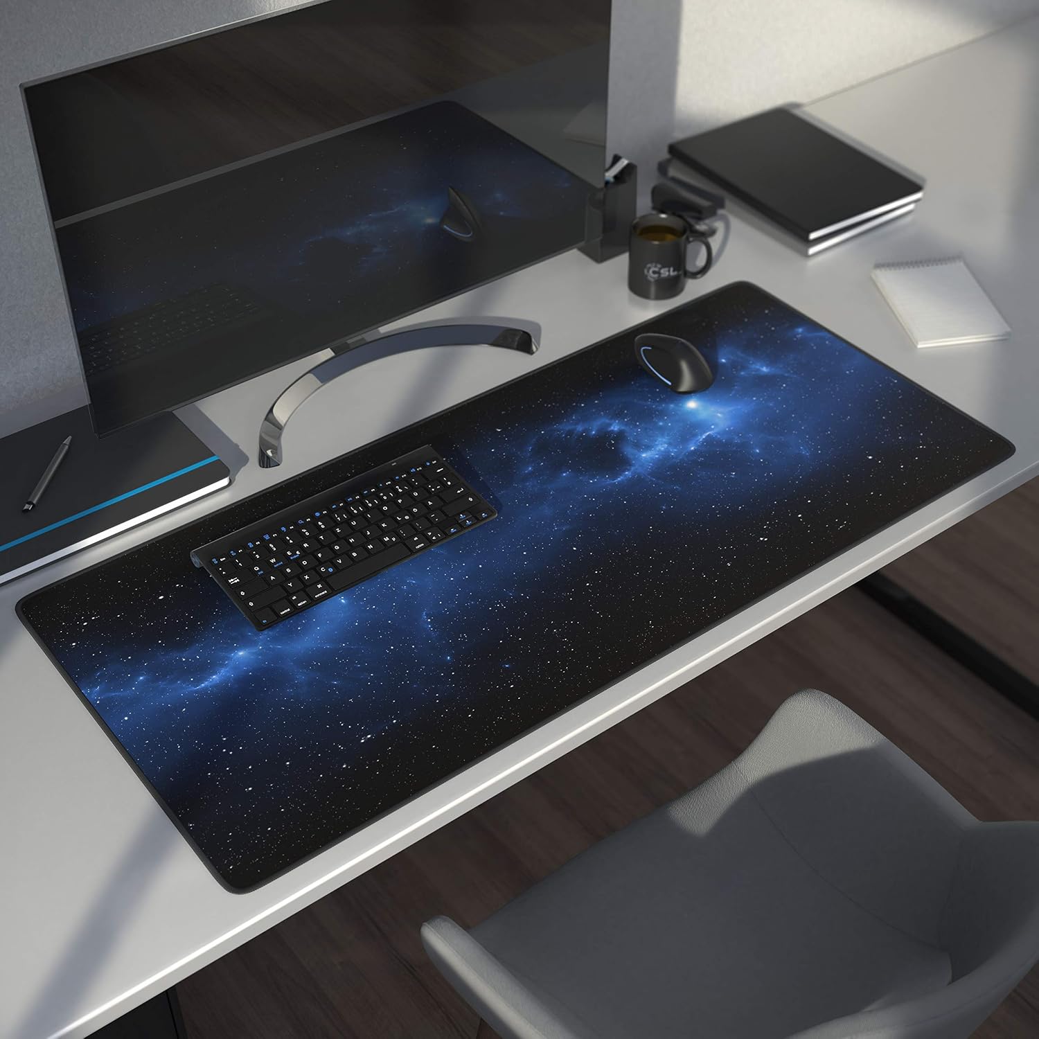 Detalle de TITANWOLF XXL Mauspad Gaming 900x400 mm – Space Design, rutschfeste Unterlage