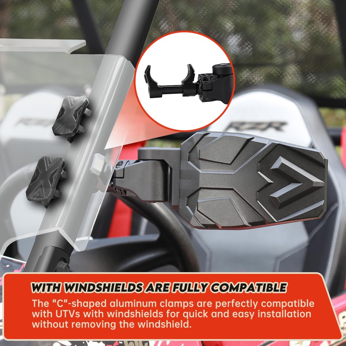Detalle de SHEJISI UTV side mirrors 2-inch roll bars