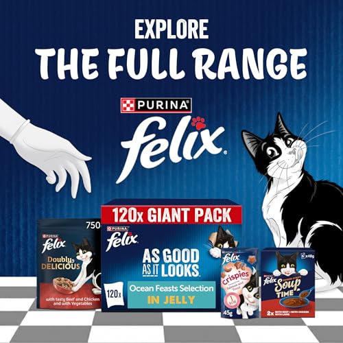 Thumbnail 6 de FELIX As Good As It Looks Ocean Feasts Wet Cat Food in Jelly (Plaice, Salmon, Tuna, Cod) 120 x 85g Pouches