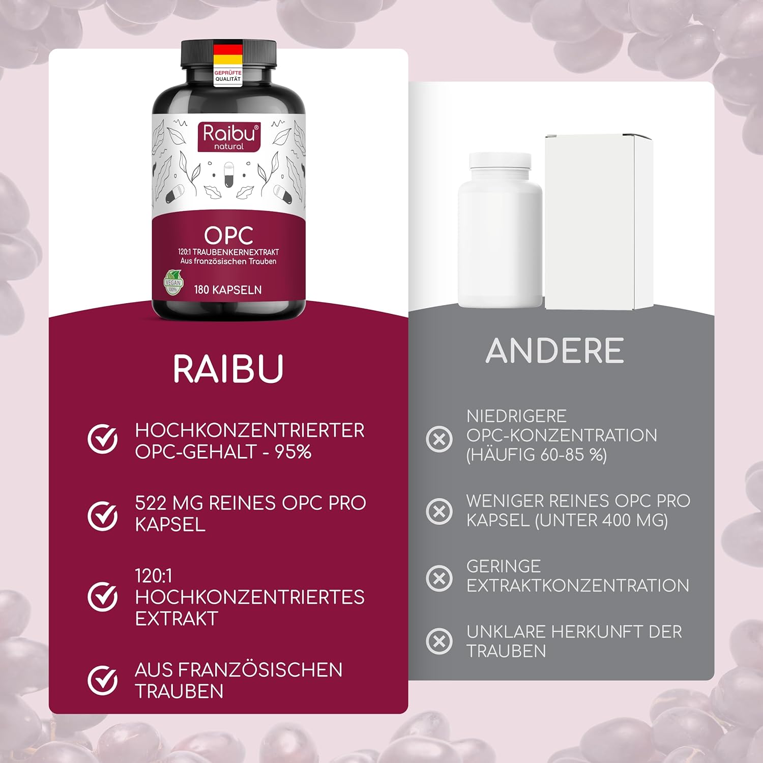 Thumbnail 3 de OPC Traubenkernextrakt hochdosiert 1100 mg