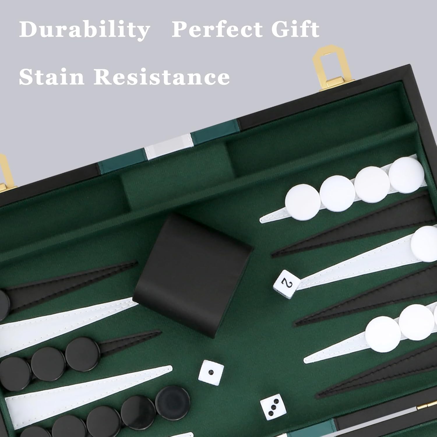 Thumbnail 2 de Backgammon Set with Premium Leather Case (18-inch) - Classic Portable Strategy Game for Adults & Kids, Black