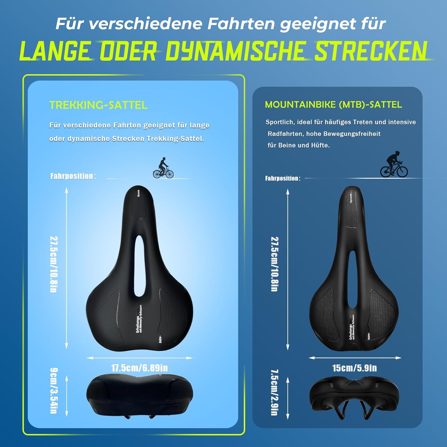 Thumbnail 5 de Fahrradsattel Herren & Damen Bequem Weich – 2026 Ergonomischer Sattel mit Memory Foam, kompatibel mit MTB, Rennrad und längeren Touren